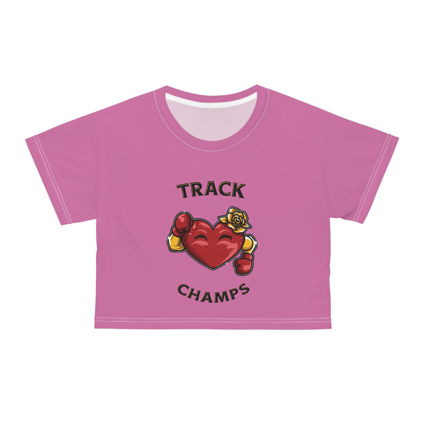 TRACK CHAMPS (Pink) - Crop Tee (AOP)