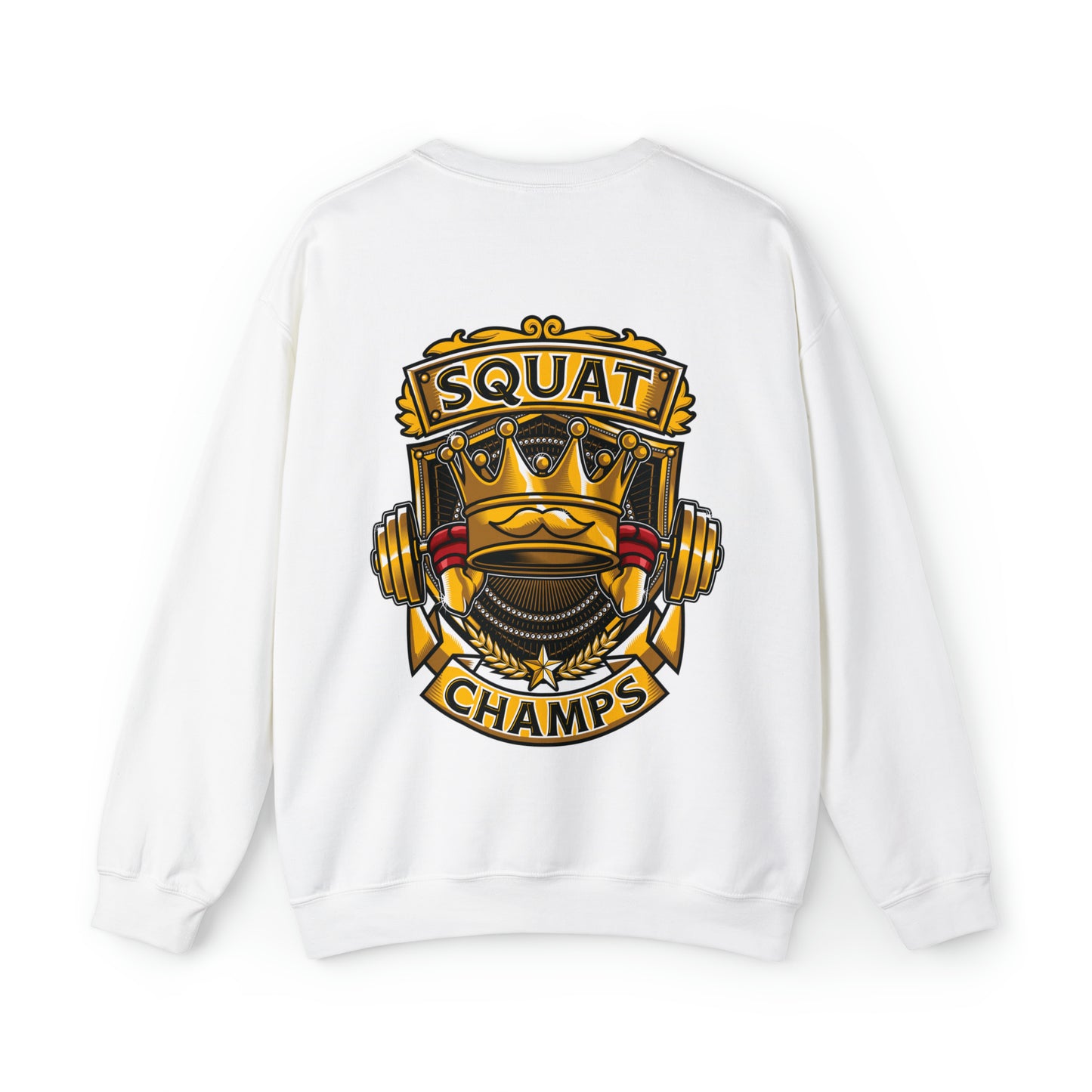 SQUAT CHAMPS (back design) - Unisex Heavy Blend™ Crewneck Sweatshirt