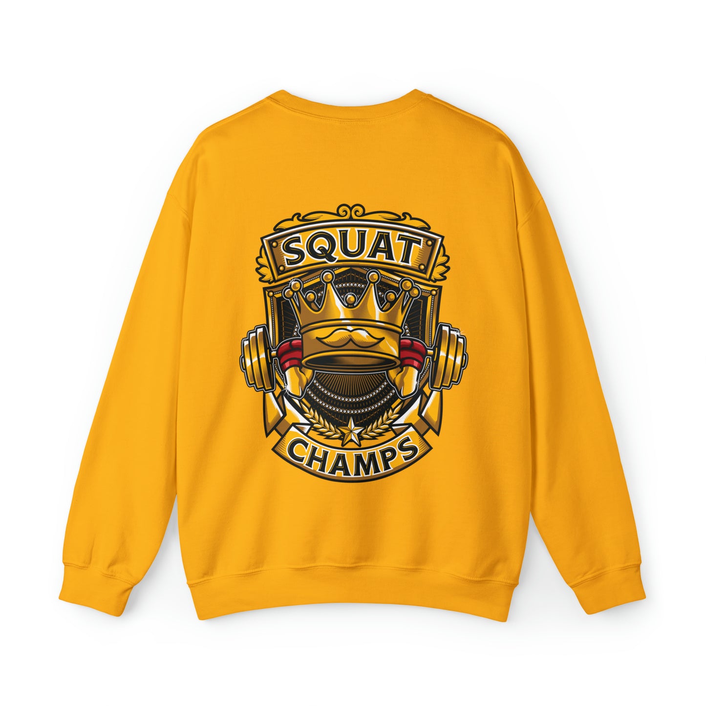 SQUAT CHAMPS (back design) - Unisex Heavy Blend™ Crewneck Sweatshirt