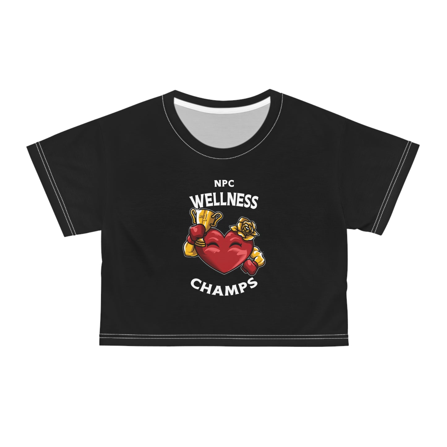 NPC WELLNESS CHAMPS (Black) - Crop Tee (AOP)