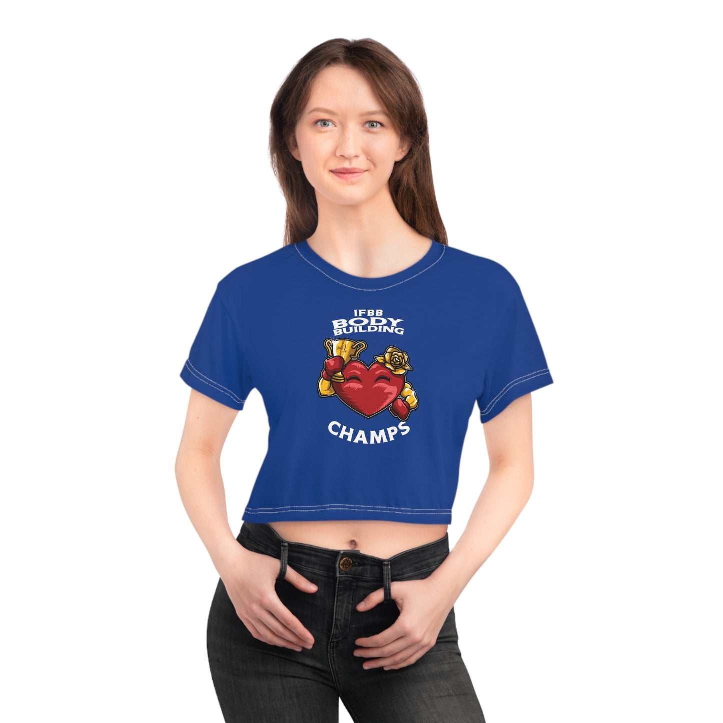 IFBB BODY BUILDING CHAMPS (Blue) - Crop Tee (AOP)