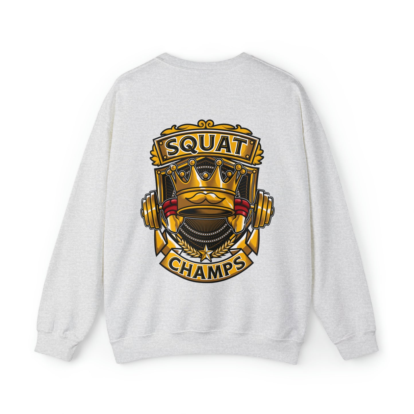 SQUAT CHAMPS (back design) - Unisex Heavy Blend™ Crewneck Sweatshirt