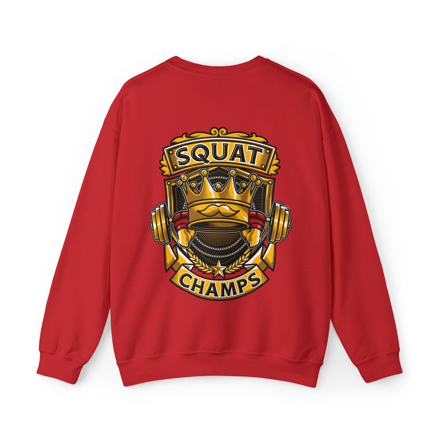 SQUAT CHAMPS (back design) - Unisex Heavy Blend™ Crewneck Sweatshirt