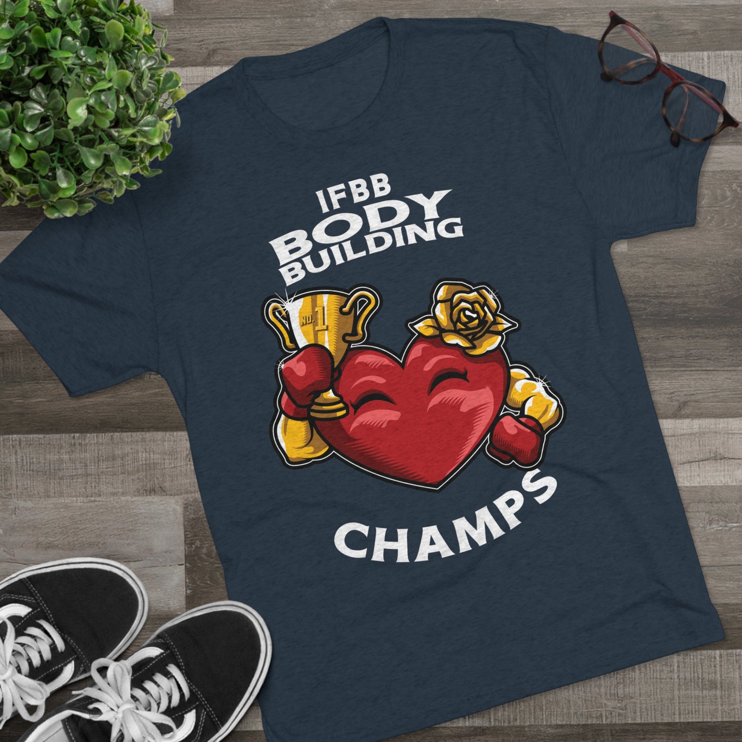 IFBB BODY BUILDING CHAMPS - PREMIUM SOFT - Unisex Tri-Blend Crew Tee (Next Level 6010)