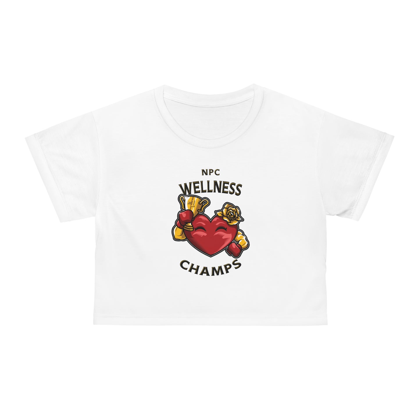 NPC WELLNESS CHAMPS (White) - Crop Tee (AOP)