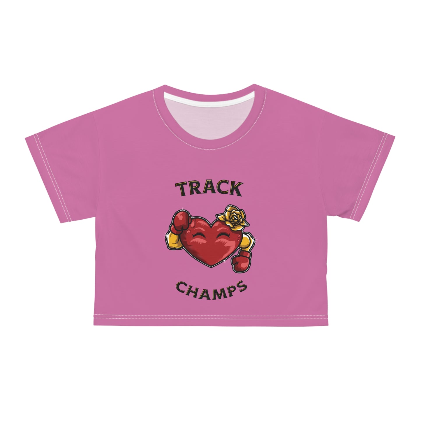 TRACK CHAMPS (Pink) - Crop Tee (AOP)