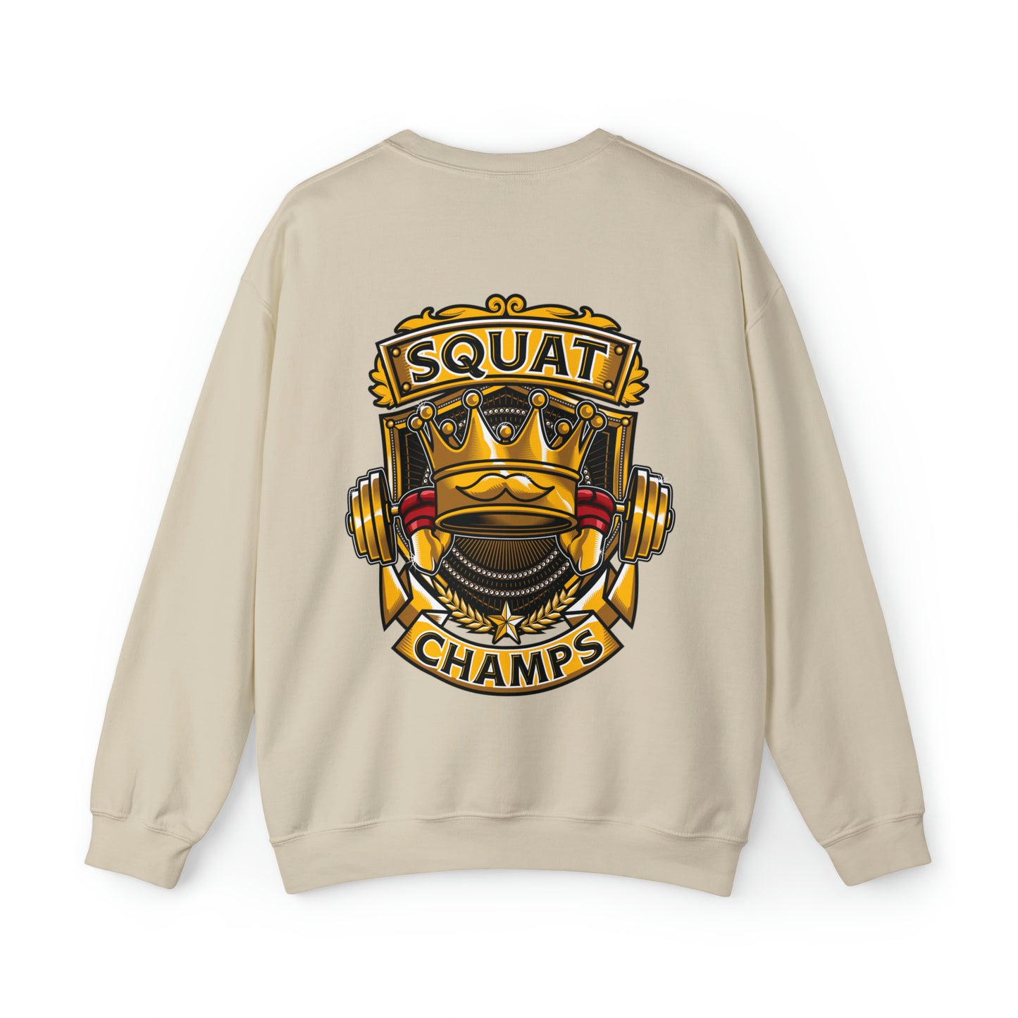 SQUAT CHAMPS (back design) - Unisex Heavy Blend™ Crewneck Sweatshirt