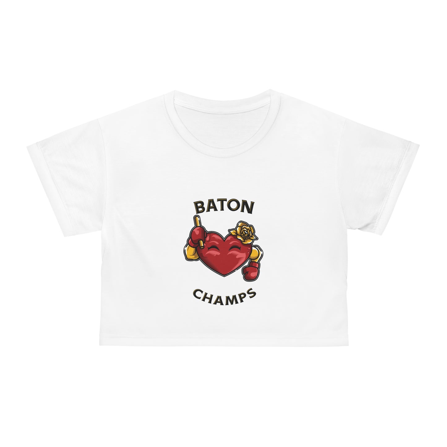 BATON CHAMPS (White) - Crop Tee (AOP)