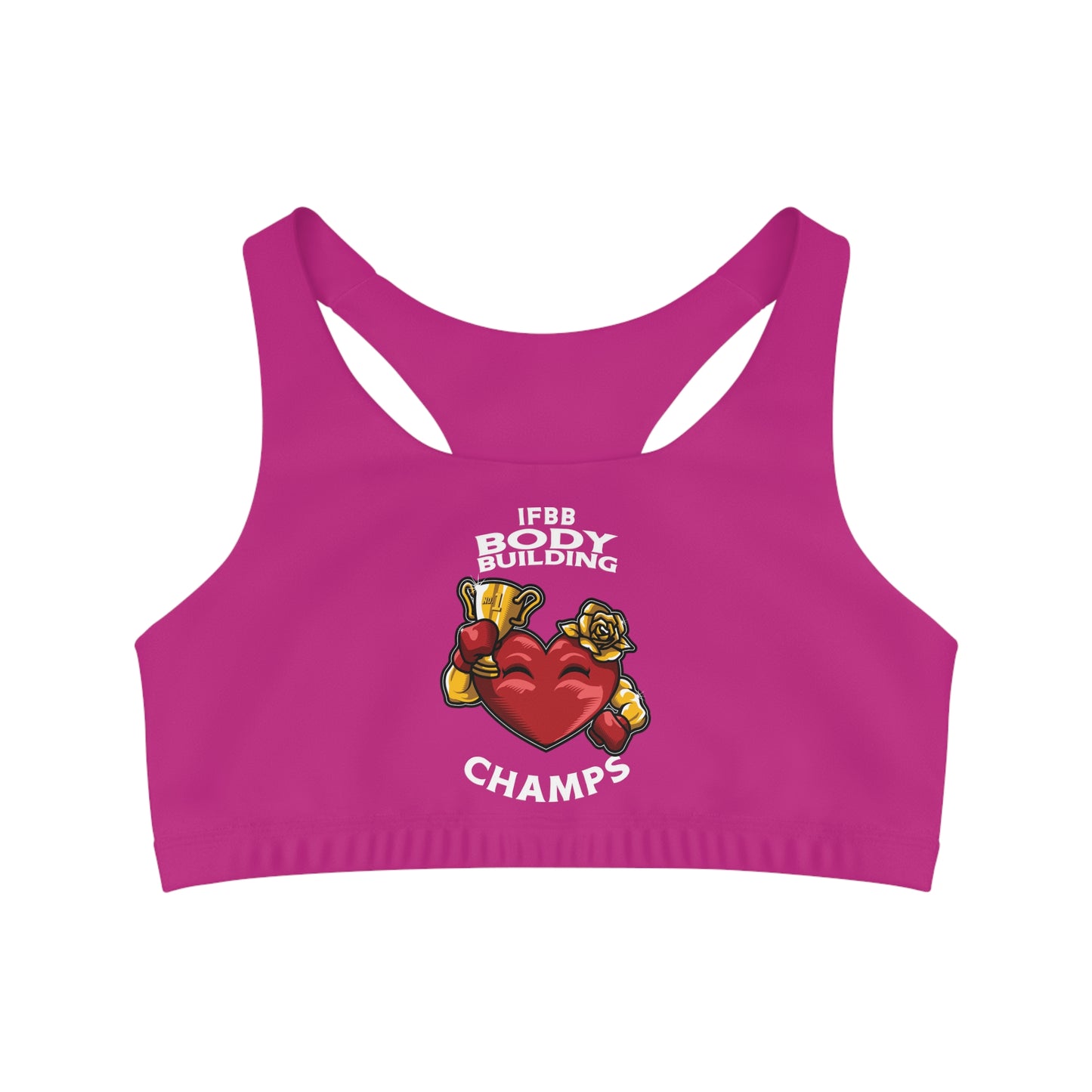 IFBB BODY BUILDING CHAMPS (Pink) - Seamless Sports Bra (AOP)