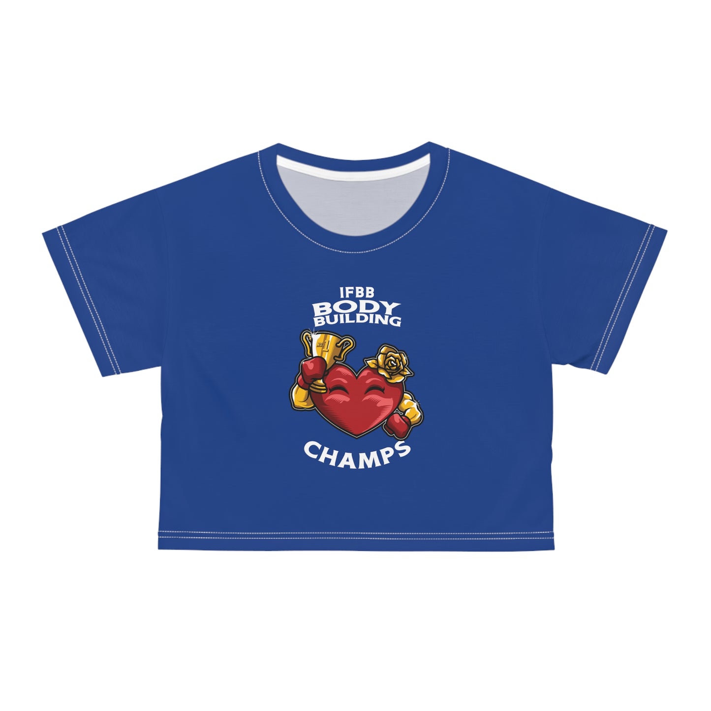 IFBB BODY BUILDING CHAMPS (Blue) - Crop Tee (AOP)