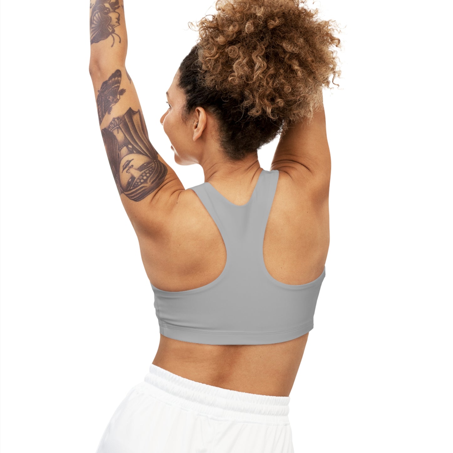 NPC WELLNESS CHAMPS (Gray) - Seamless Sports Bra (AOP)