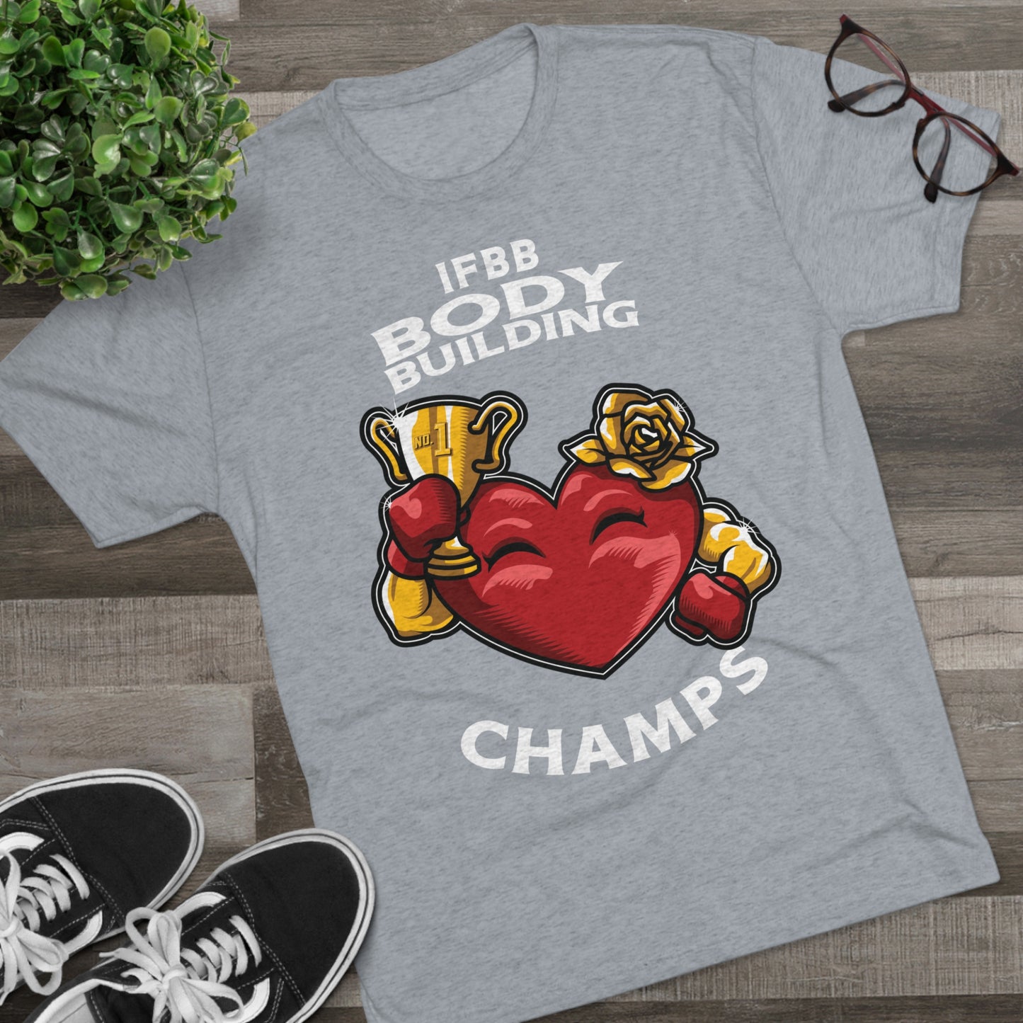 IFBB BODY BUILDING CHAMPS - PREMIUM SOFT - Unisex Tri-Blend Crew Tee (Next Level 6010)