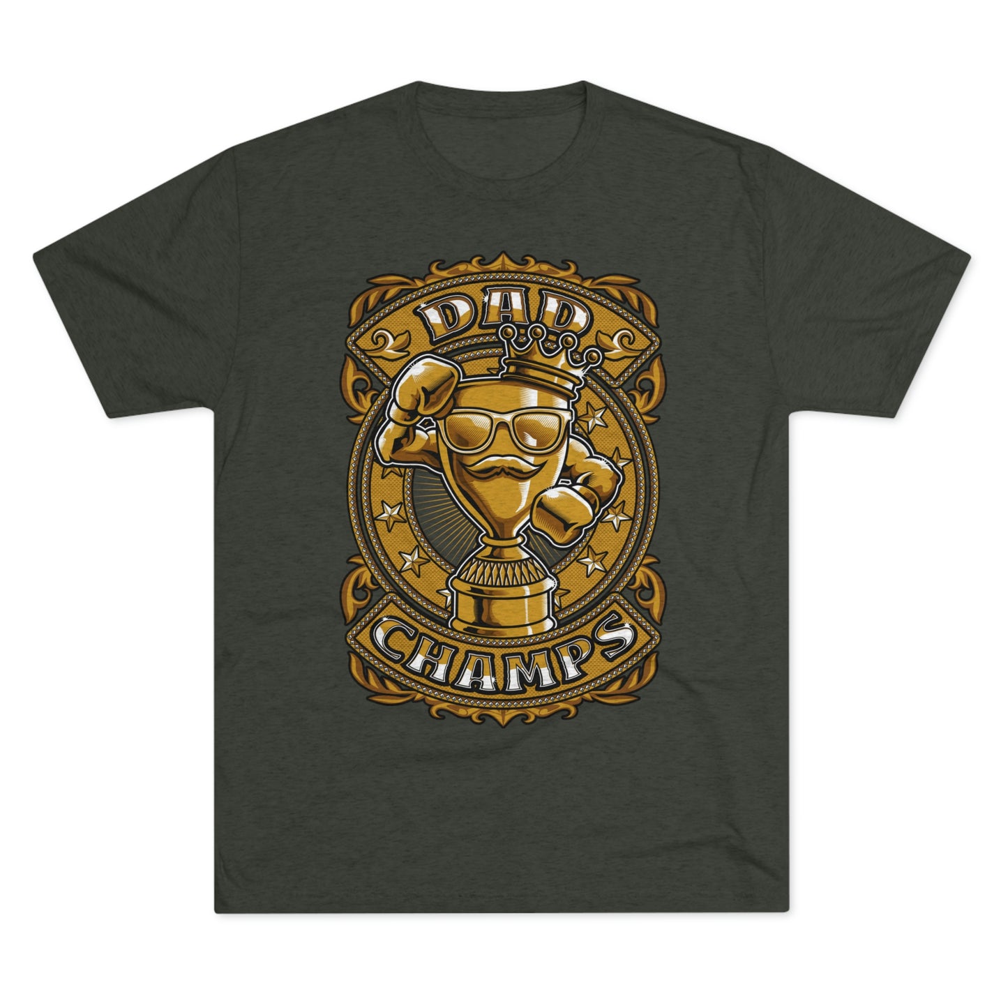 DAD CHAMPS (Gold) - PREMIUM SOFT - Unisex Tri-Blend Crew Tee (Next Level 6010)