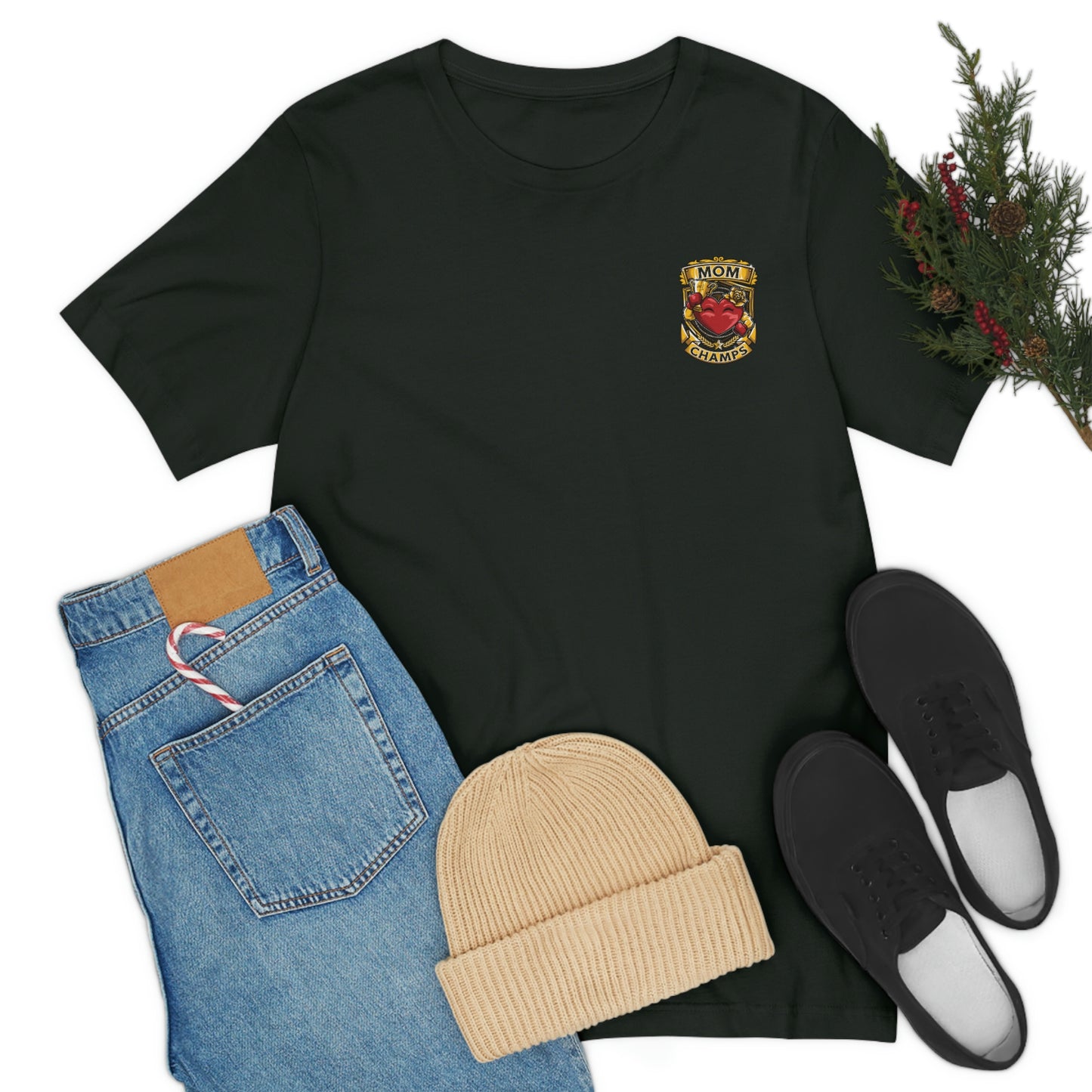 Mom Champs! (Small Front Logo) - Unisex Jersey Short Sleeve Tee - (Bella+Canva)