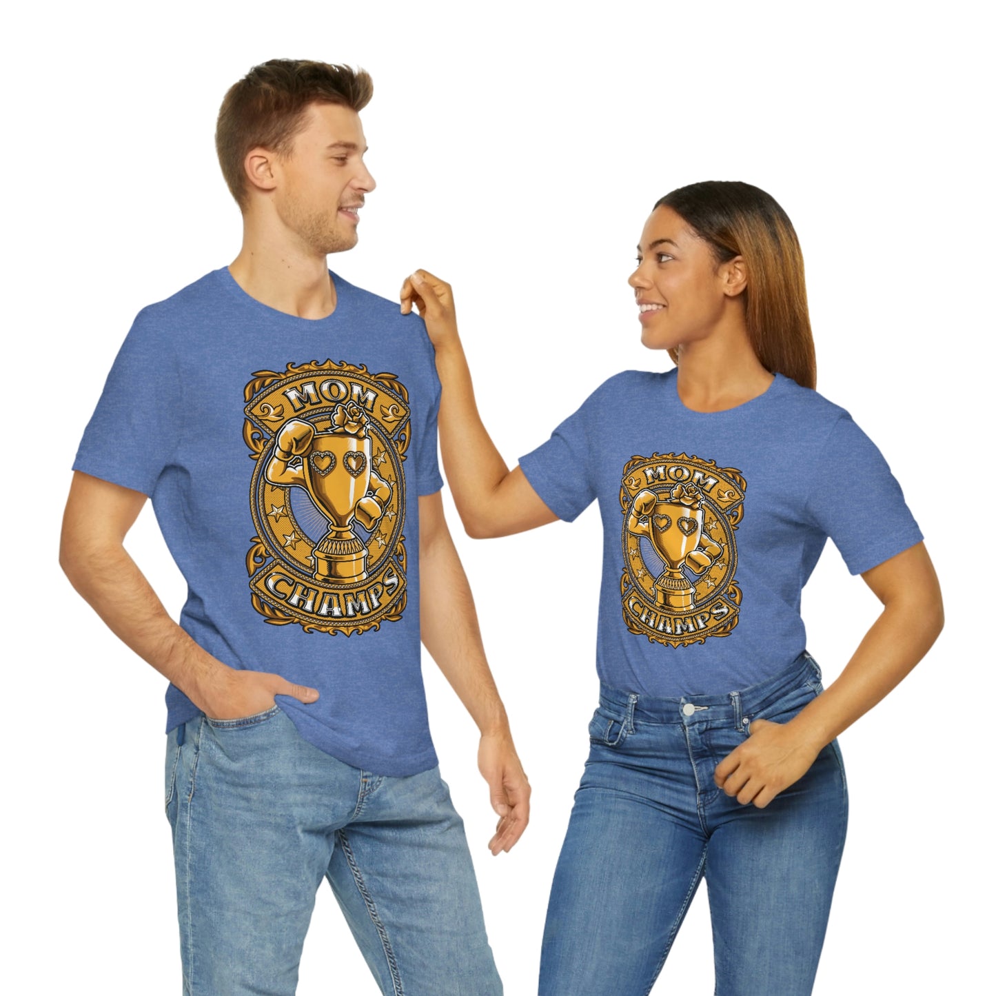 Mom Champs (Gold)! Unisex Jersey Short Sleeve Tee (Bella+Canvas)