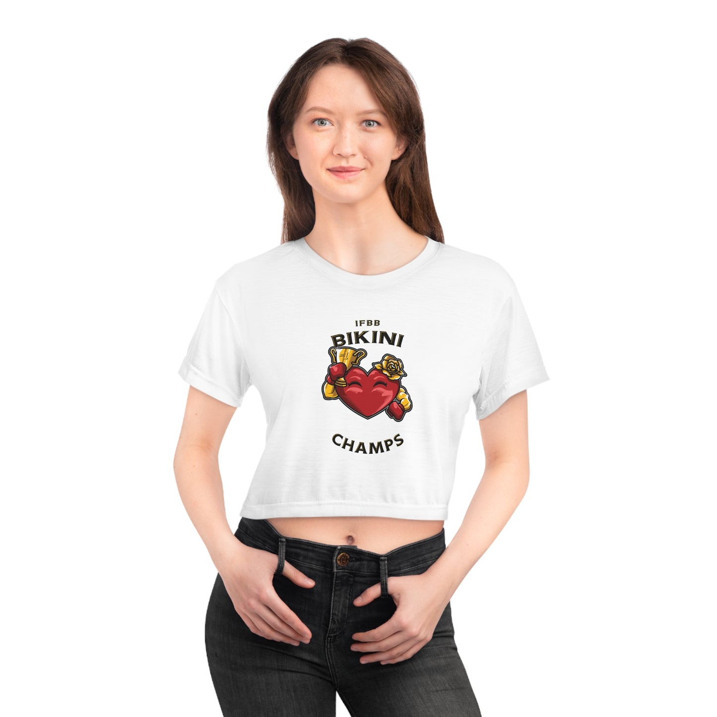 IFBB BIKINI CHAMPS (White) - Crop Tee (AOP)