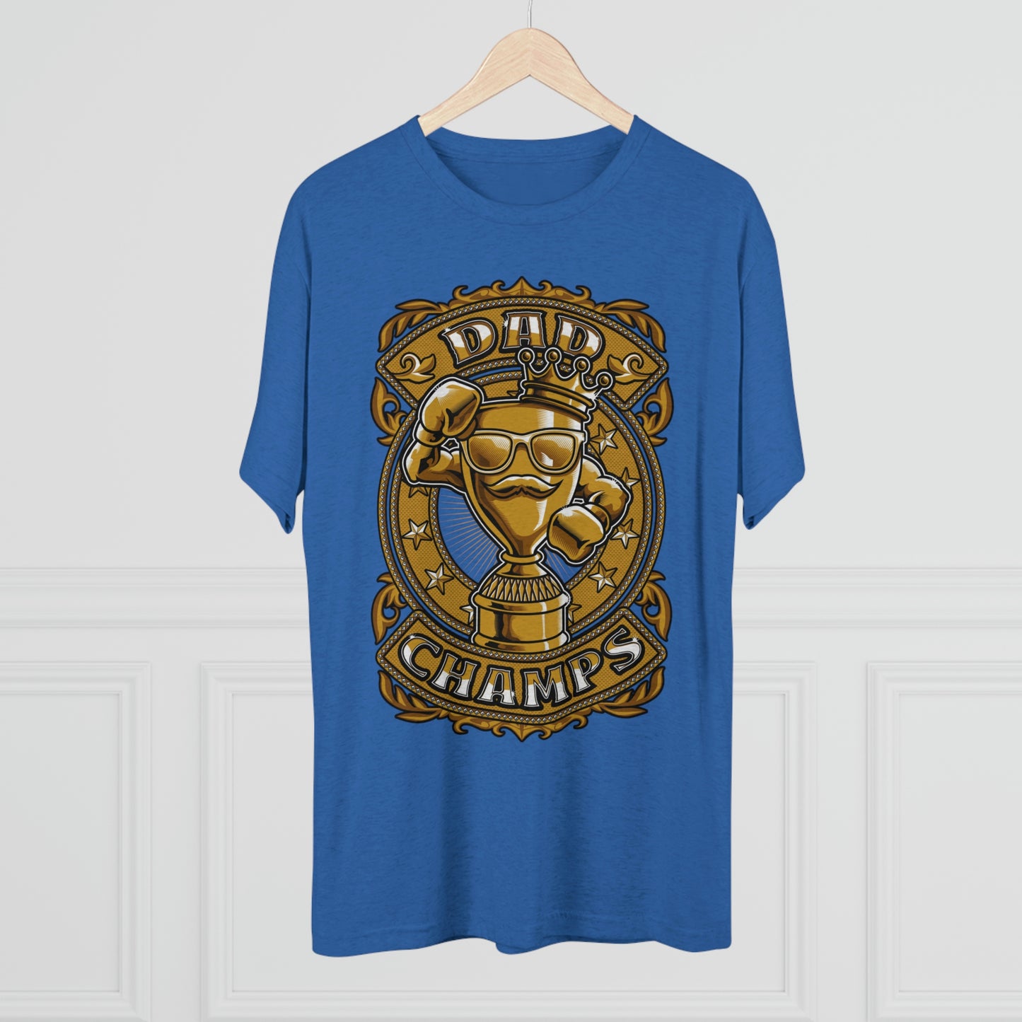 DAD CHAMPS (Gold) - PREMIUM SOFT - Unisex Tri-Blend Crew Tee (Next Level 6010)