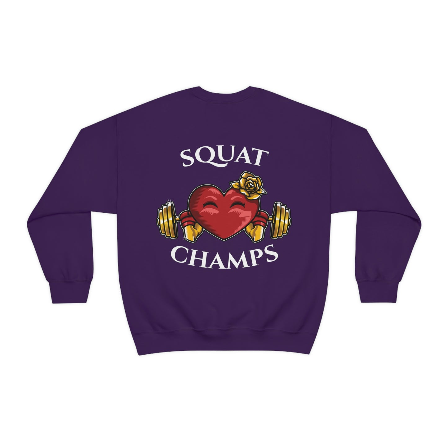 SQUAT CHAMPS (back design) - Unisex Heavy Blend™ Crewneck Sweatshirt