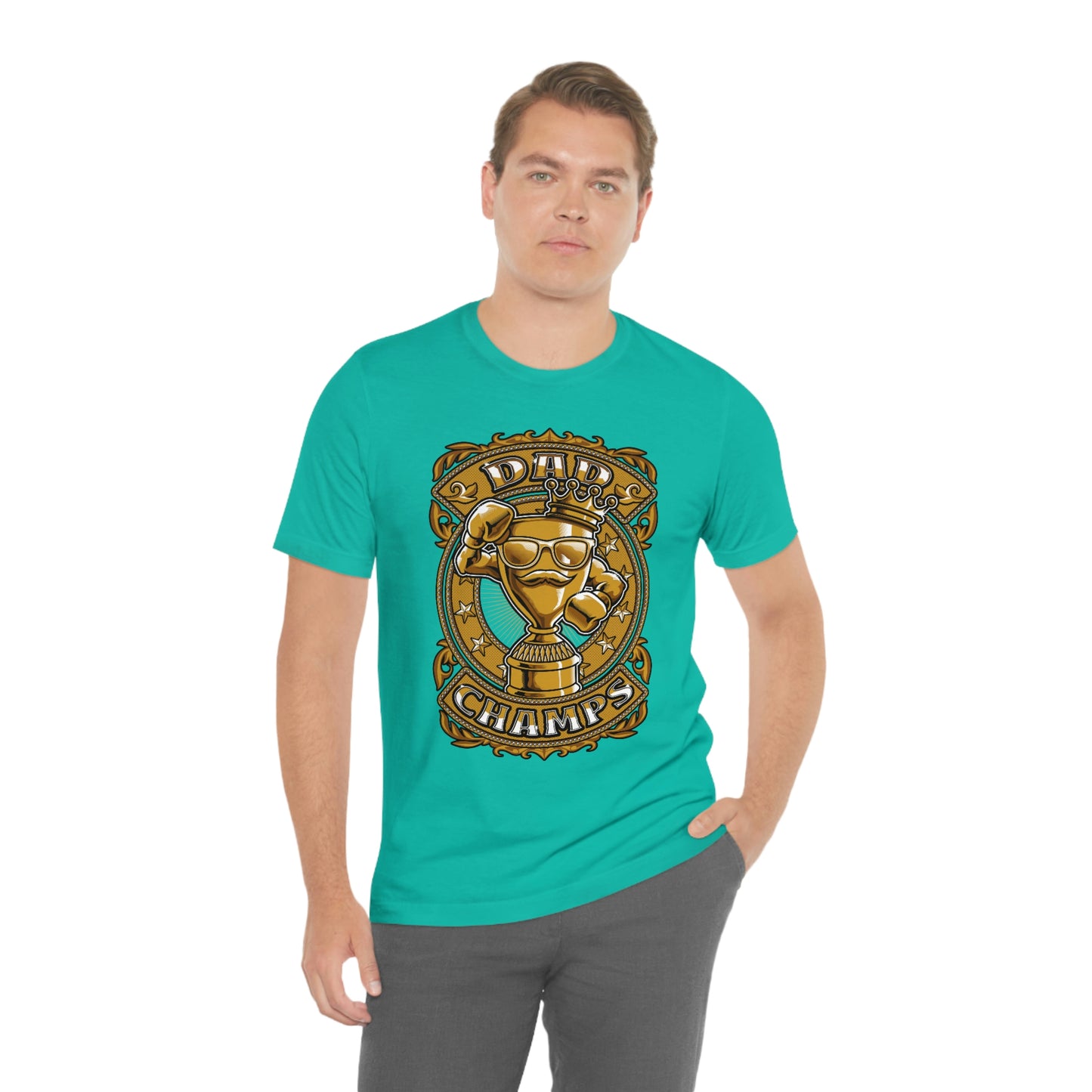 Dad Champs (Gold)! - Unisex Jersey Short Sleeve Tee (Bella+Canvas)