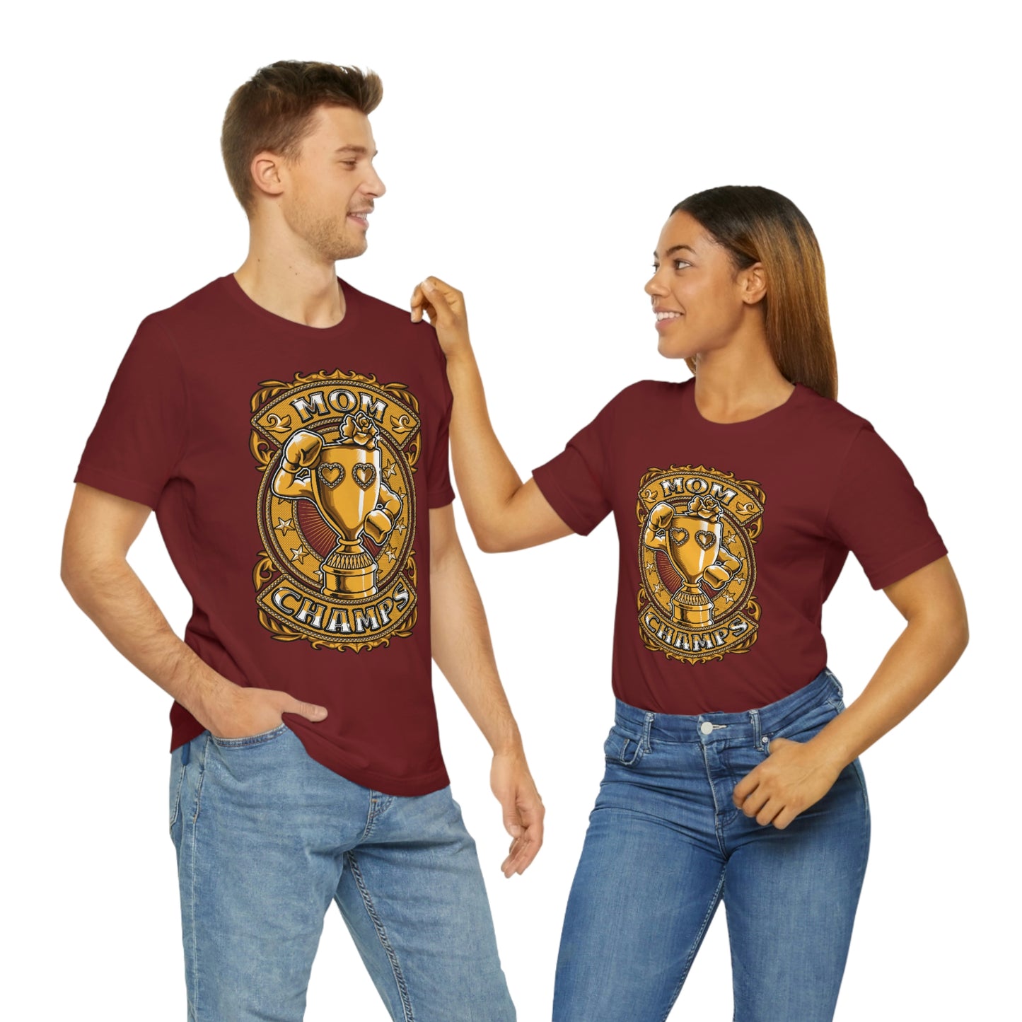 Mom Champs (Gold)! Unisex Jersey Short Sleeve Tee (Bella+Canvas)