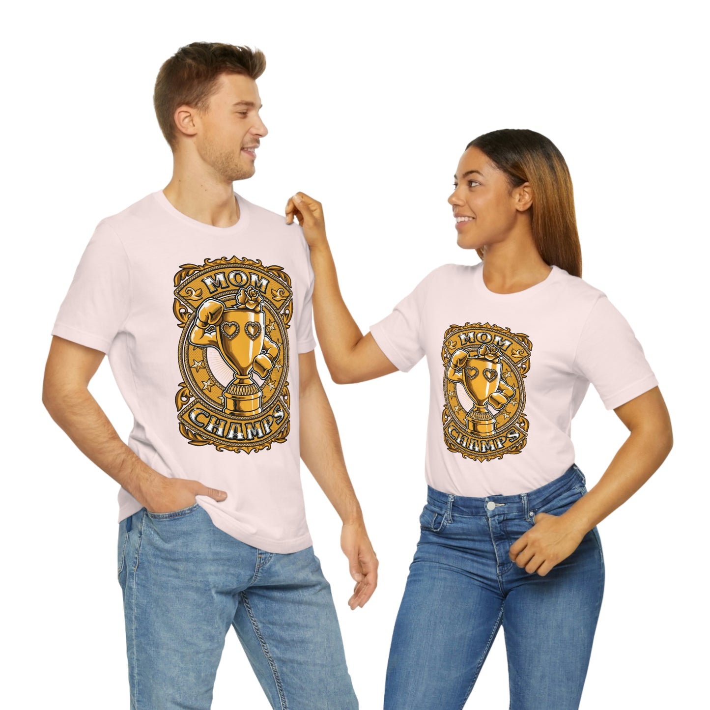 Mom Champs (Gold)! Unisex Jersey Short Sleeve Tee (Bella+Canvas)