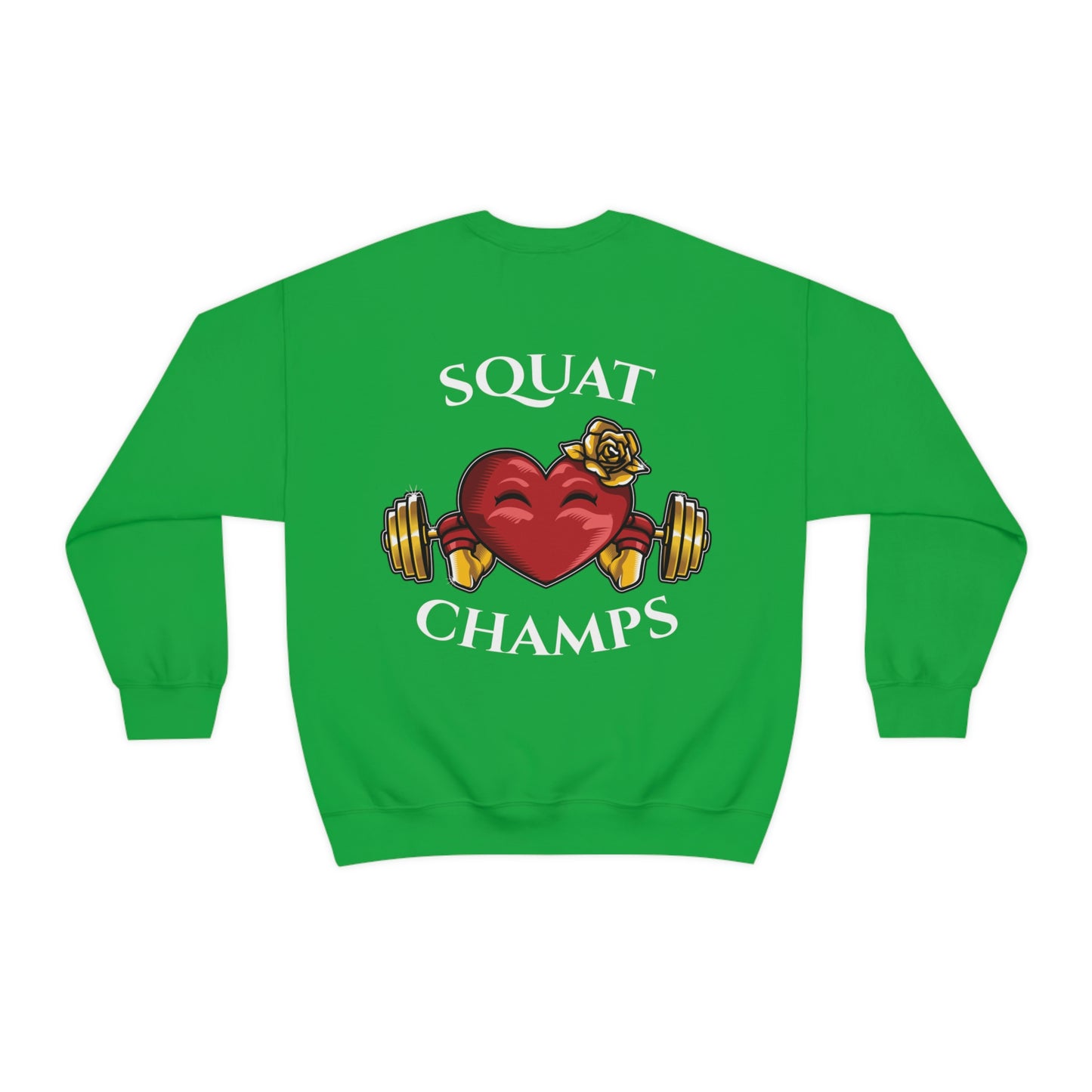 SQUAT CHAMPS (back design) - Unisex Heavy Blend™ Crewneck Sweatshirt