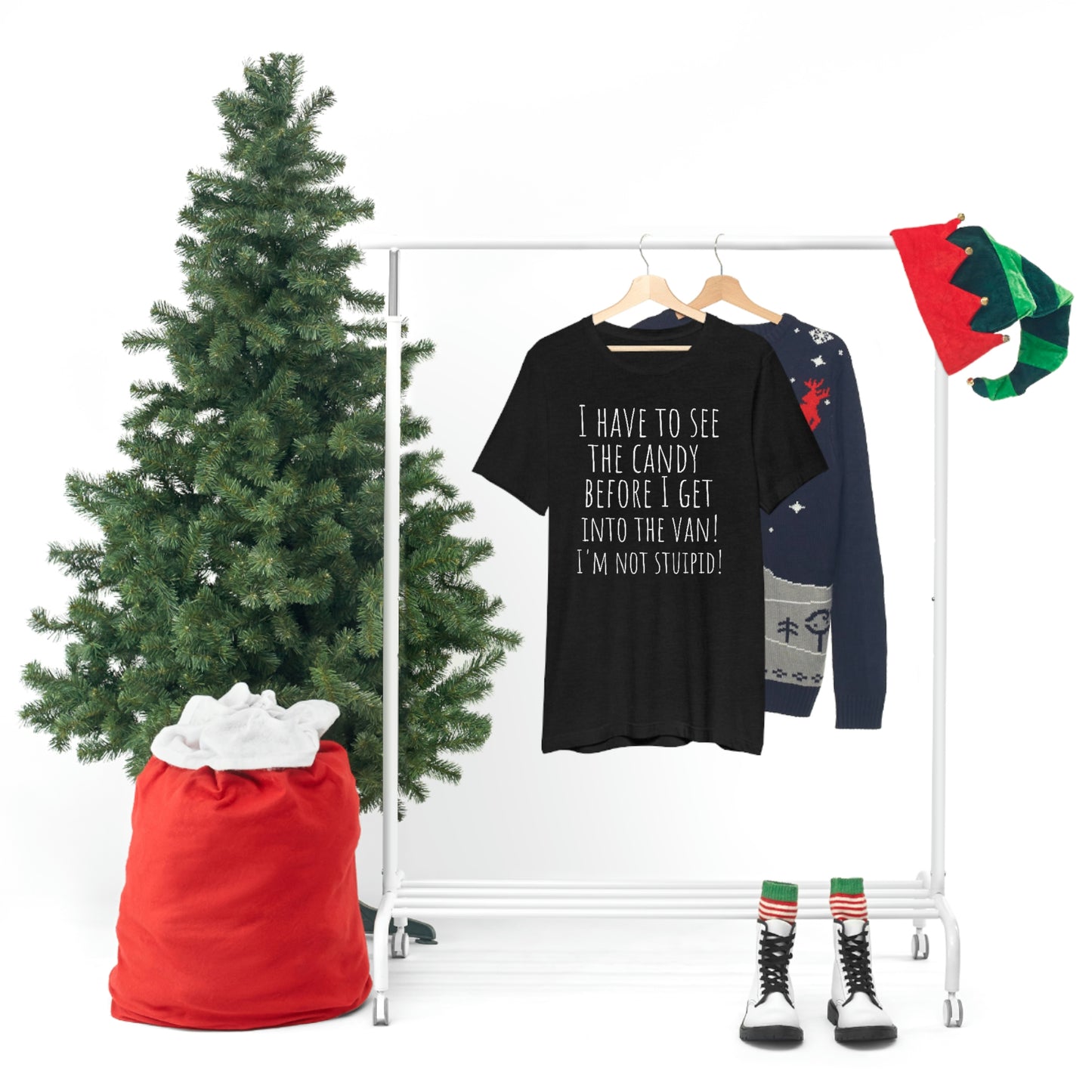 "I have to see the candy before I get into the van! I'm not stupid!" - Regular Cotton - Unisex Jersey Short Sleeve Tee (Bella+Canvas 3001)