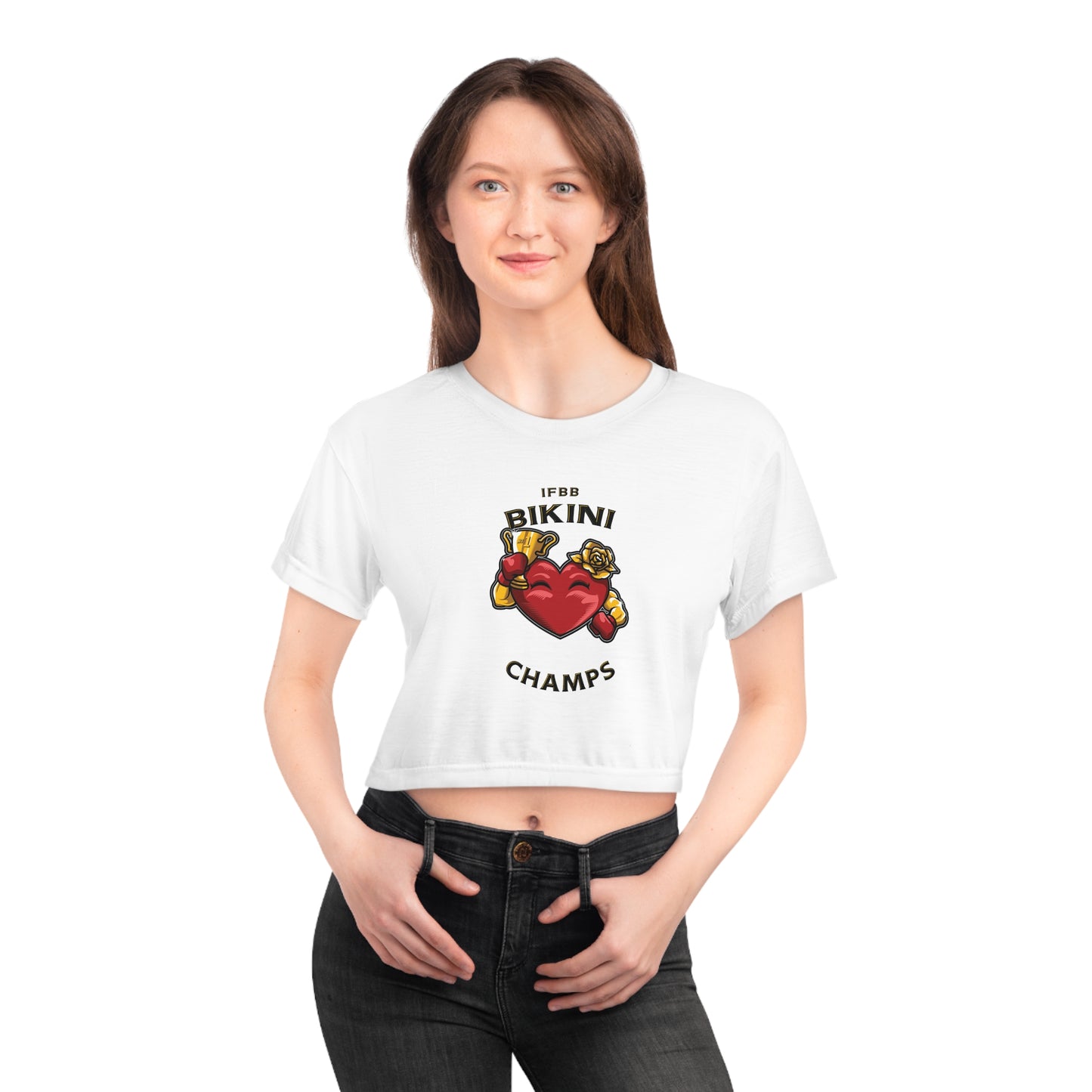 IFBB BIKINI CHAMPS (White) - Crop Tee (AOP)