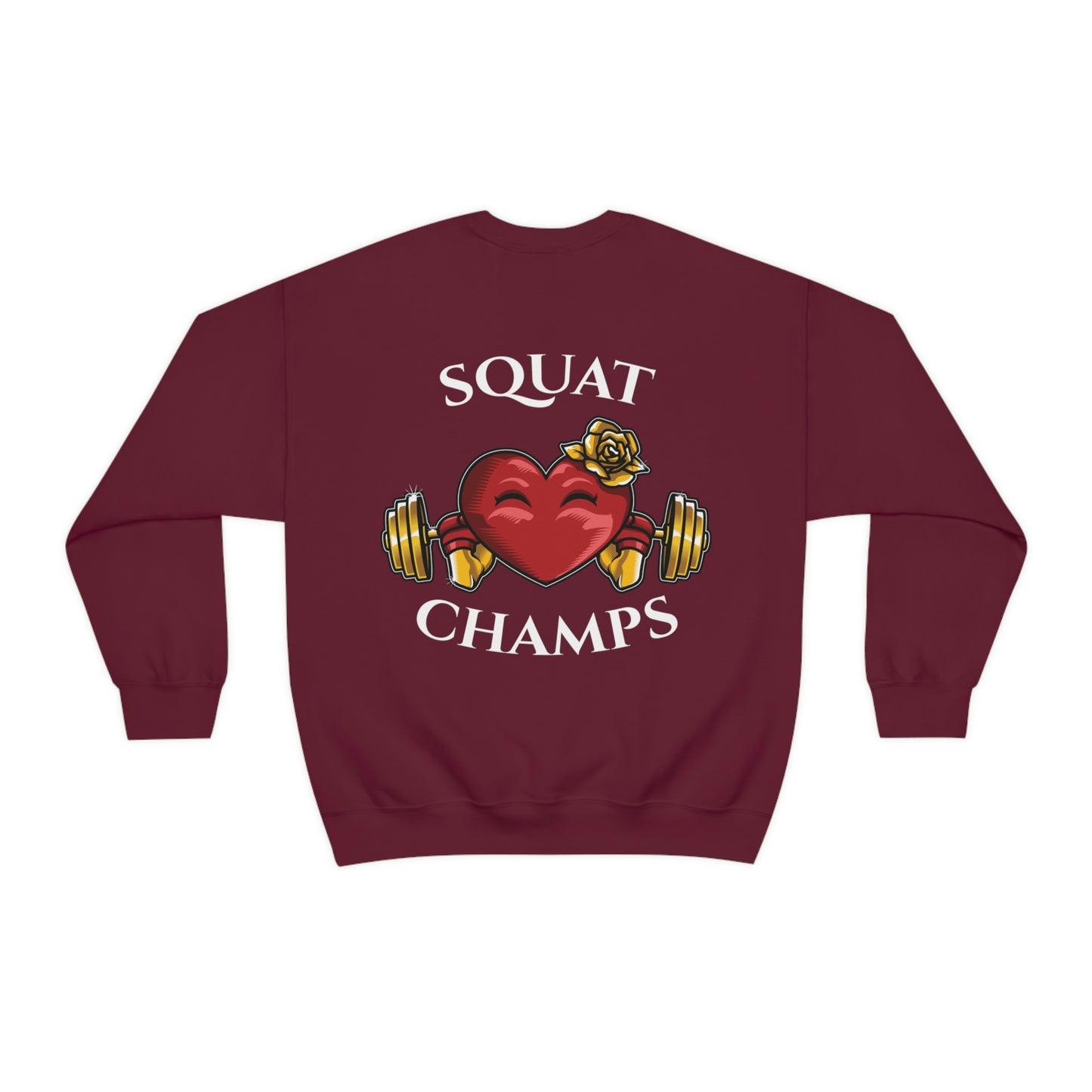 SQUAT CHAMPS (back design) - Unisex Heavy Blend™ Crewneck Sweatshirt