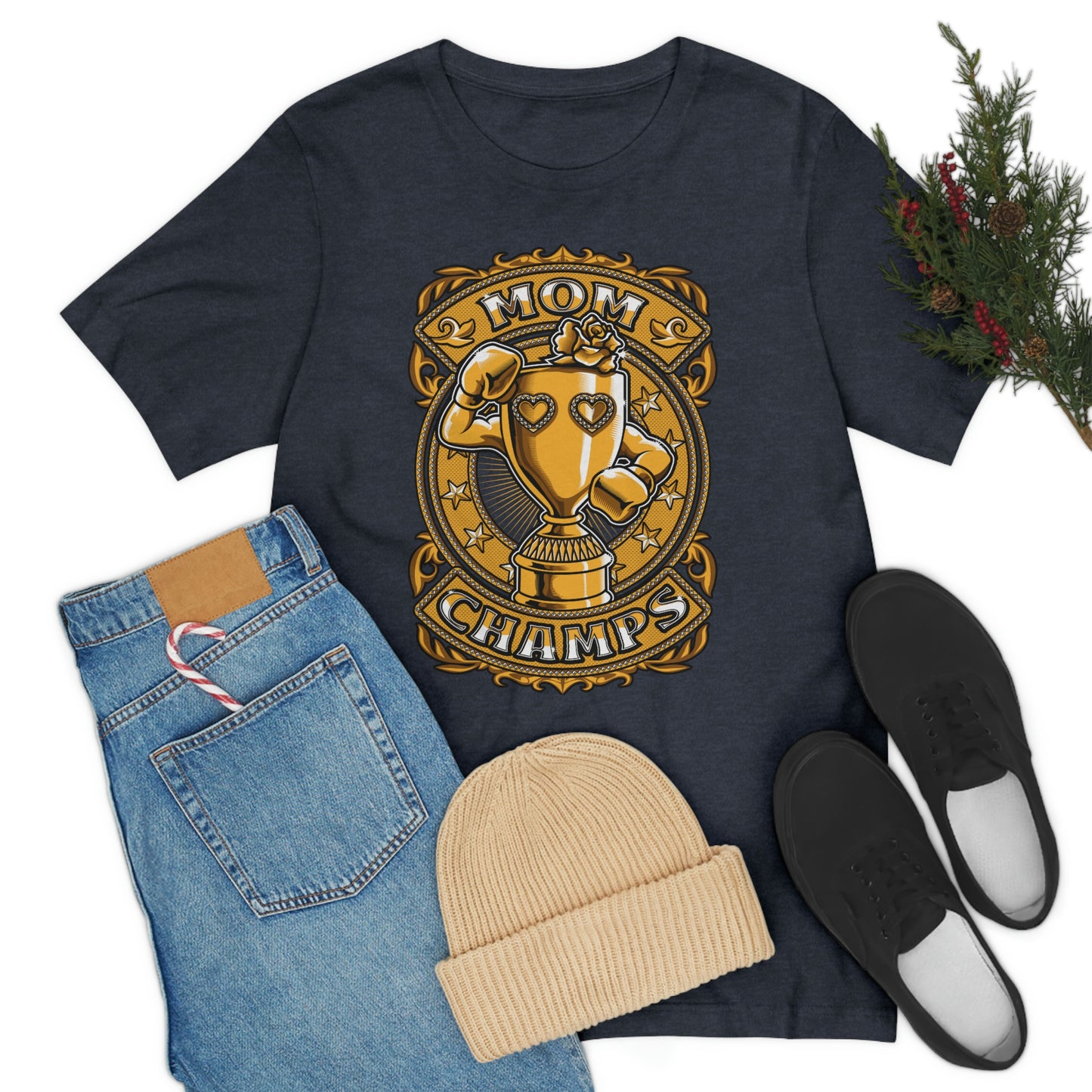 Mom Champs (Gold)! Unisex Jersey Short Sleeve Tee (Bella+Canvas)