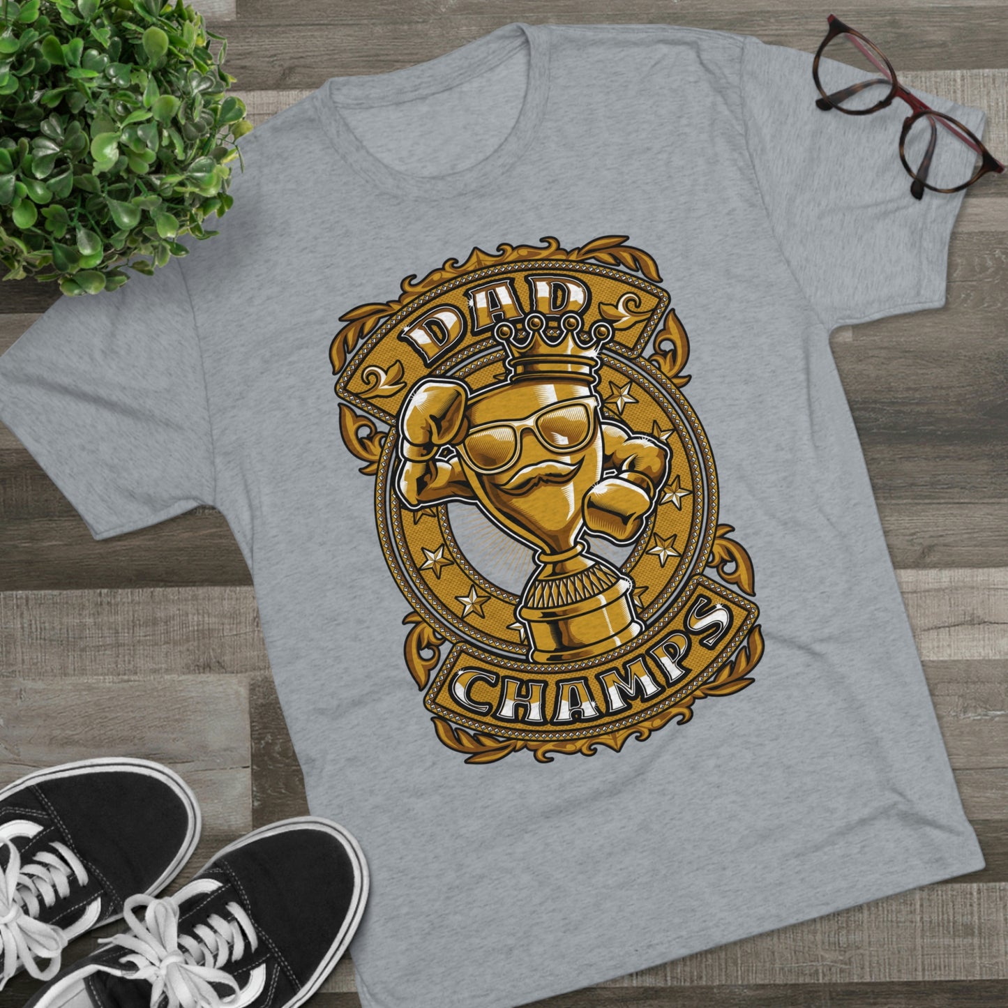 DAD CHAMPS (Gold) - PREMIUM SOFT - Unisex Tri-Blend Crew Tee (Next Level 6010)
