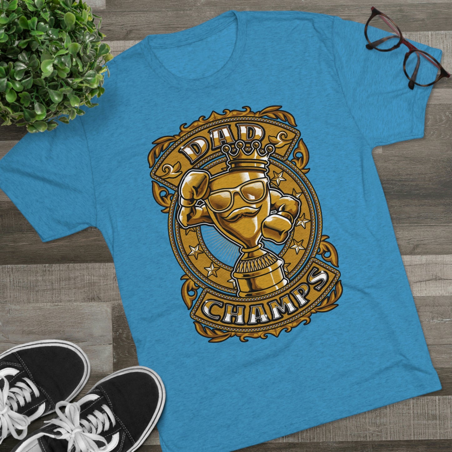 DAD CHAMPS (Gold) - PREMIUM SOFT - Unisex Tri-Blend Crew Tee (Next Level 6010)