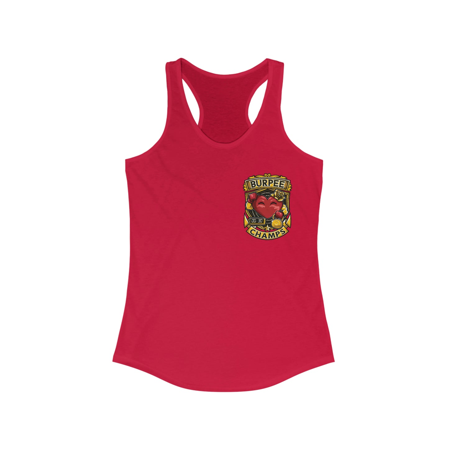 BURPEE CHAMPS (Small Logo) - Women's Ideal Racerback Tank
