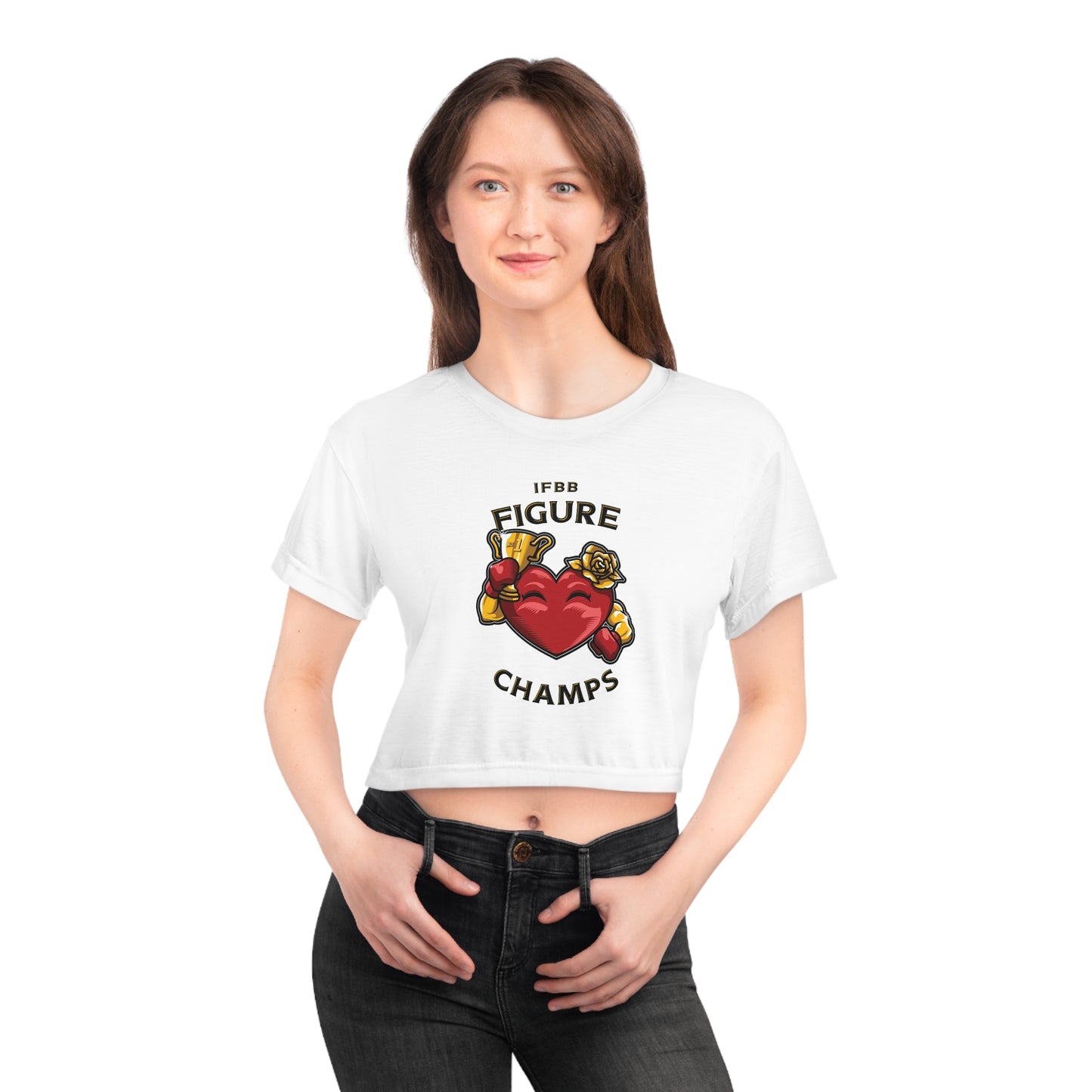 IFBB FIGURE CHAMPS (White) - Crop Tee (AOP)