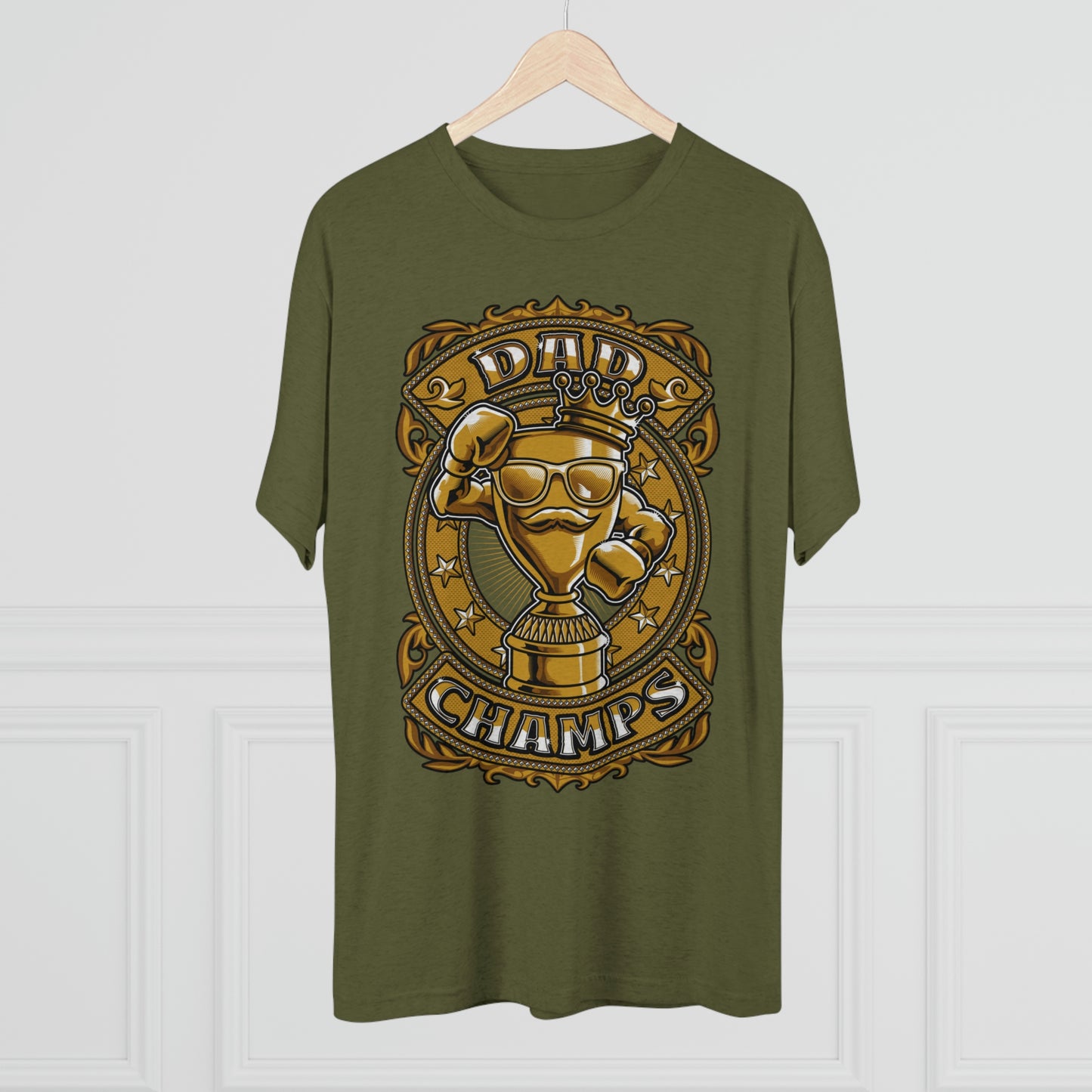 DAD CHAMPS (Gold) - PREMIUM SOFT - Unisex Tri-Blend Crew Tee (Next Level 6010)