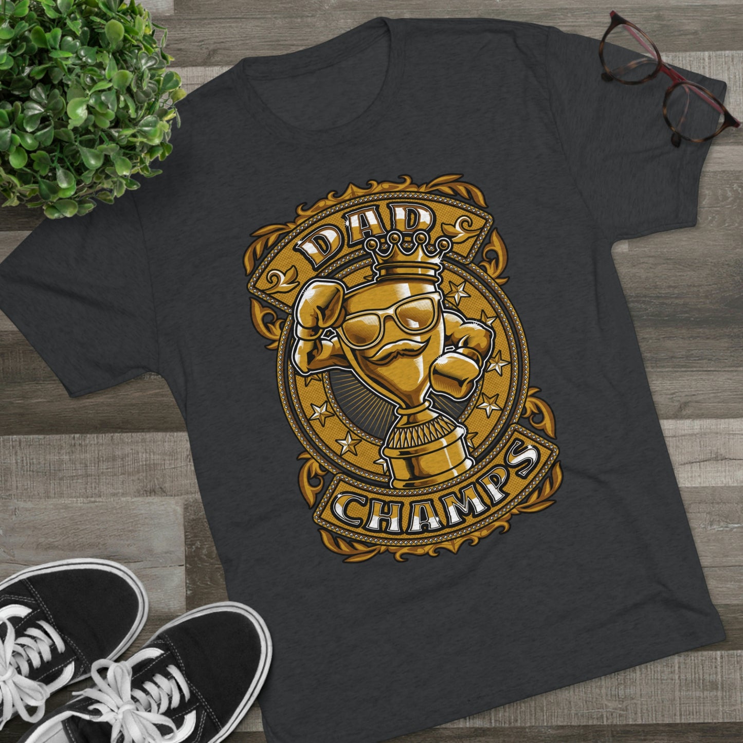 DAD CHAMPS (Gold) - PREMIUM SOFT - Unisex Tri-Blend Crew Tee (Next Level 6010)