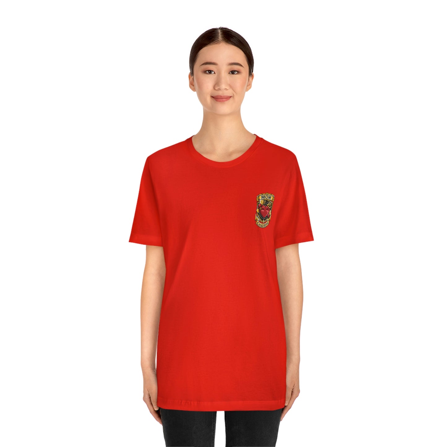 Mom Champs! (Small Front Logo) - Unisex Jersey Short Sleeve Tee - (Bella+Canva)