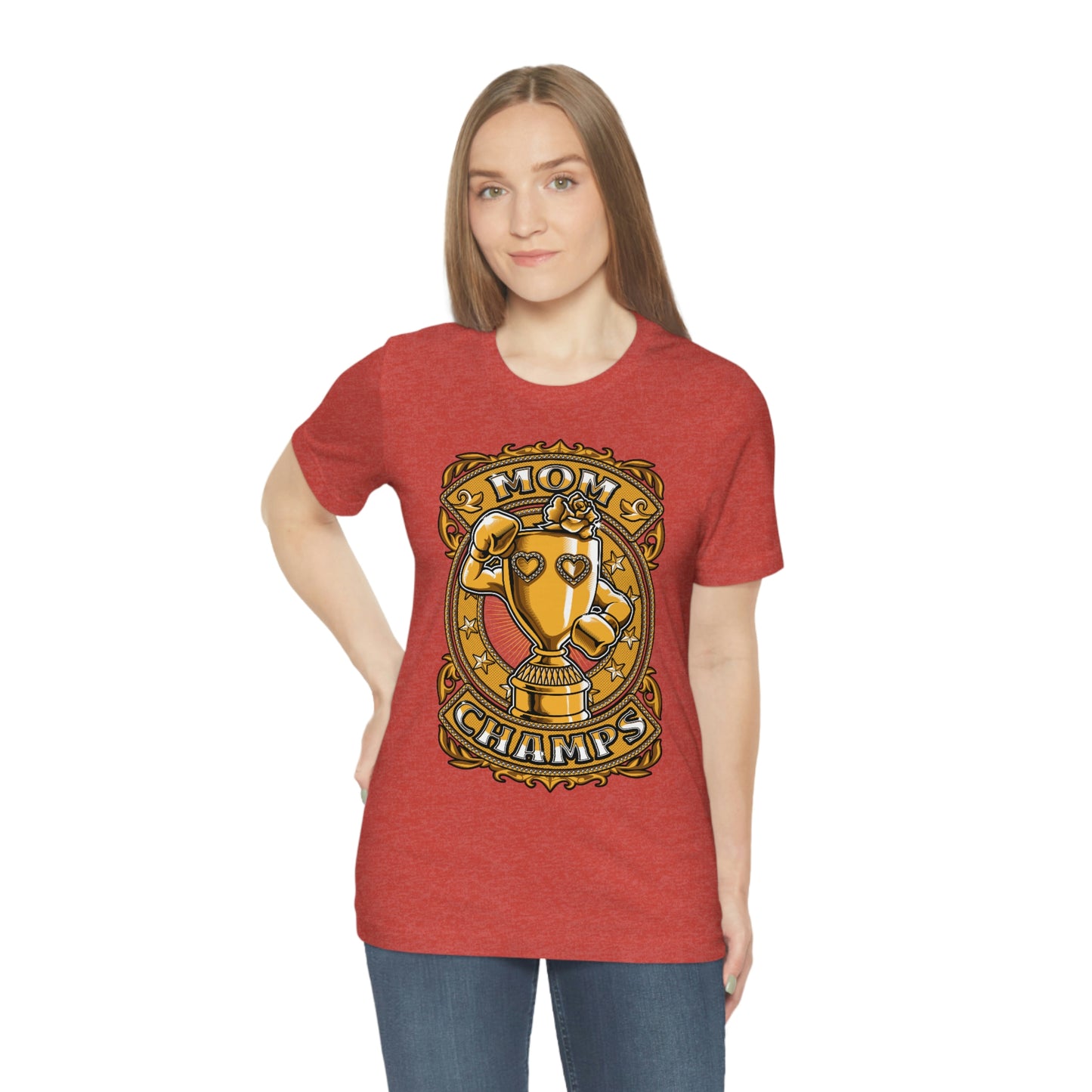 Mom Champs (Gold)! Unisex Jersey Short Sleeve Tee (Bella+Canvas)