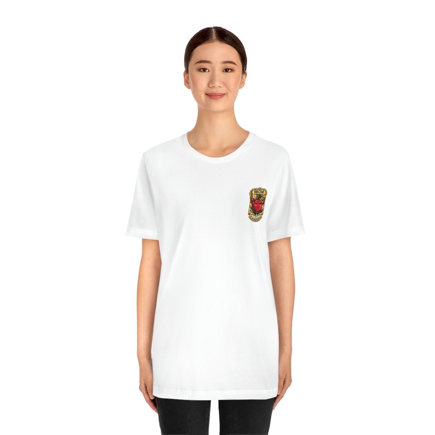 Mom Champs! (Small Front Logo) - Unisex Jersey Short Sleeve Tee - (Bella+Canva)