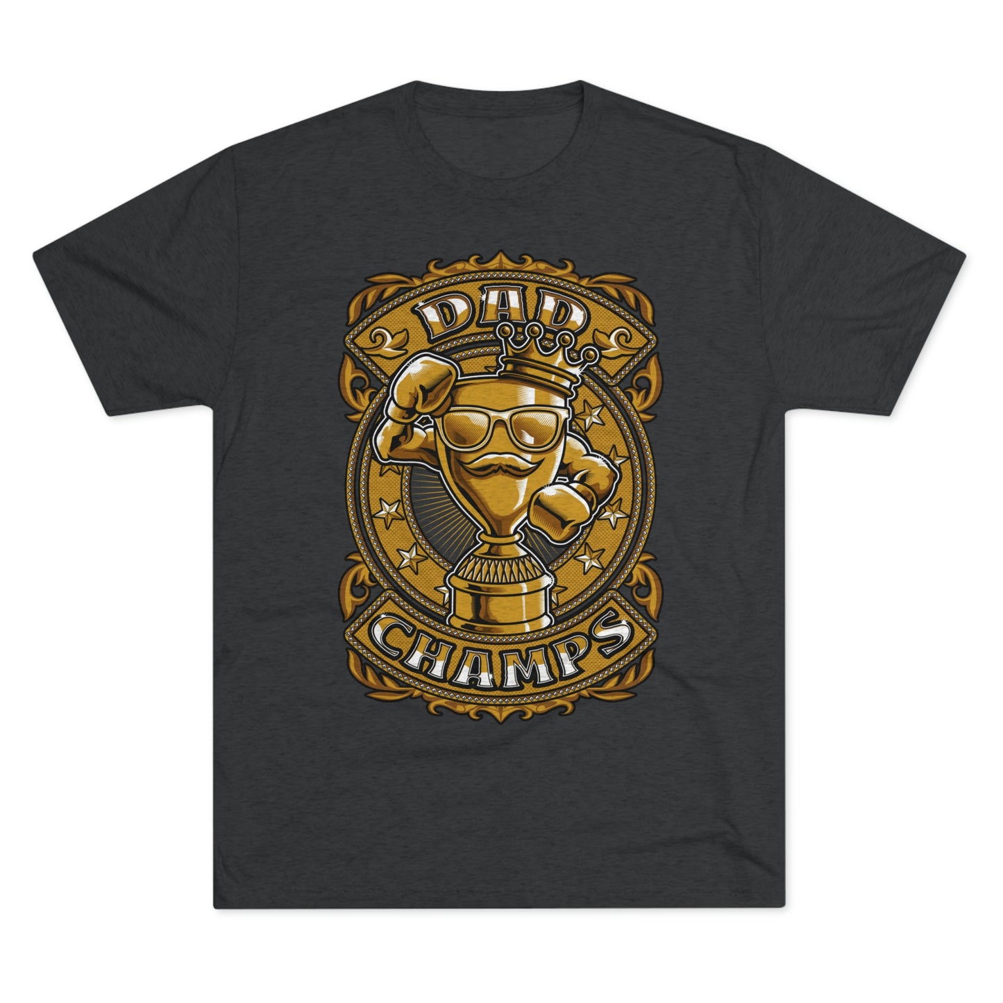 DAD CHAMPS (Gold) - PREMIUM SOFT - Unisex Tri-Blend Crew Tee (Next Level 6010)
