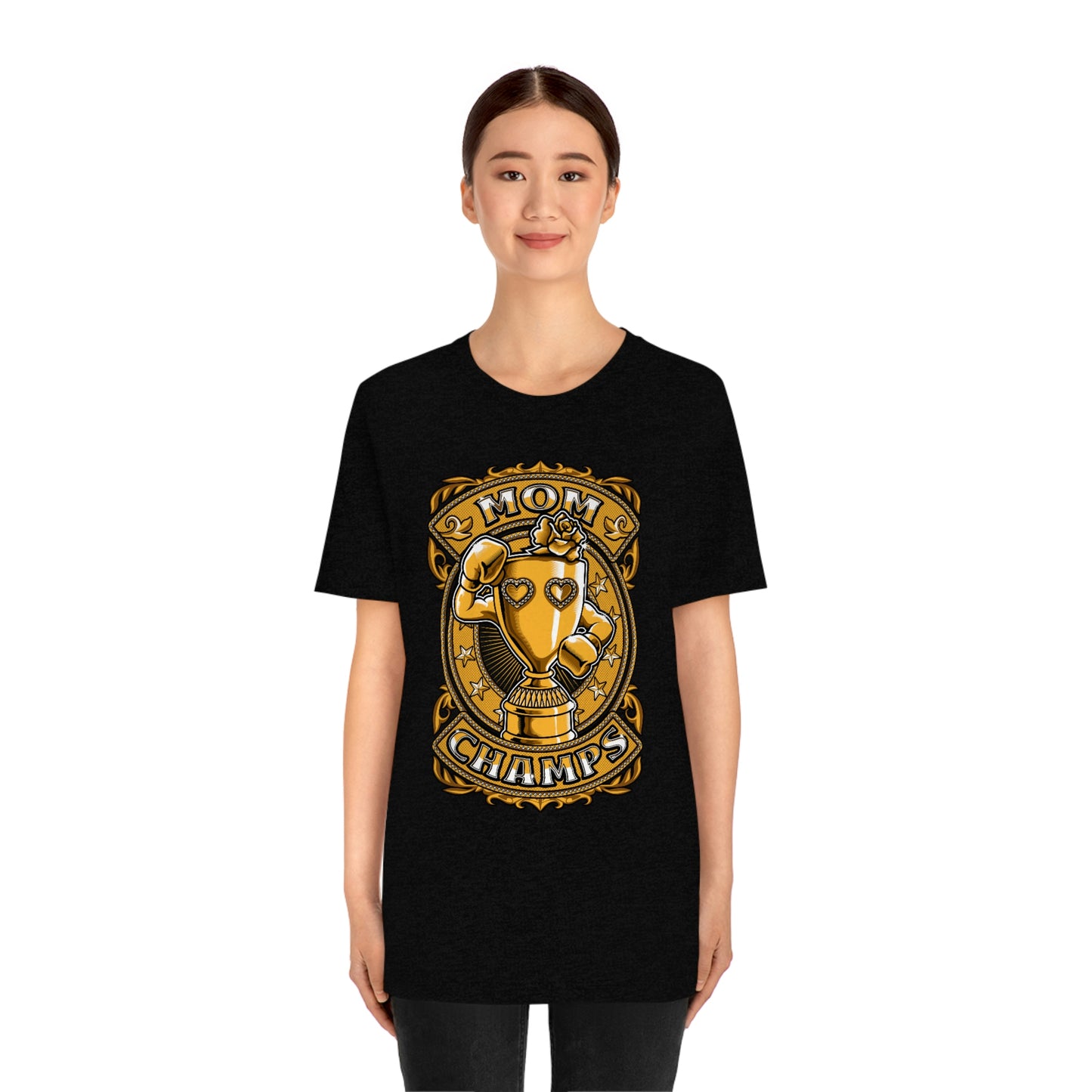 Mom Champs (Gold)! Unisex Jersey Short Sleeve Tee (Bella+Canvas)