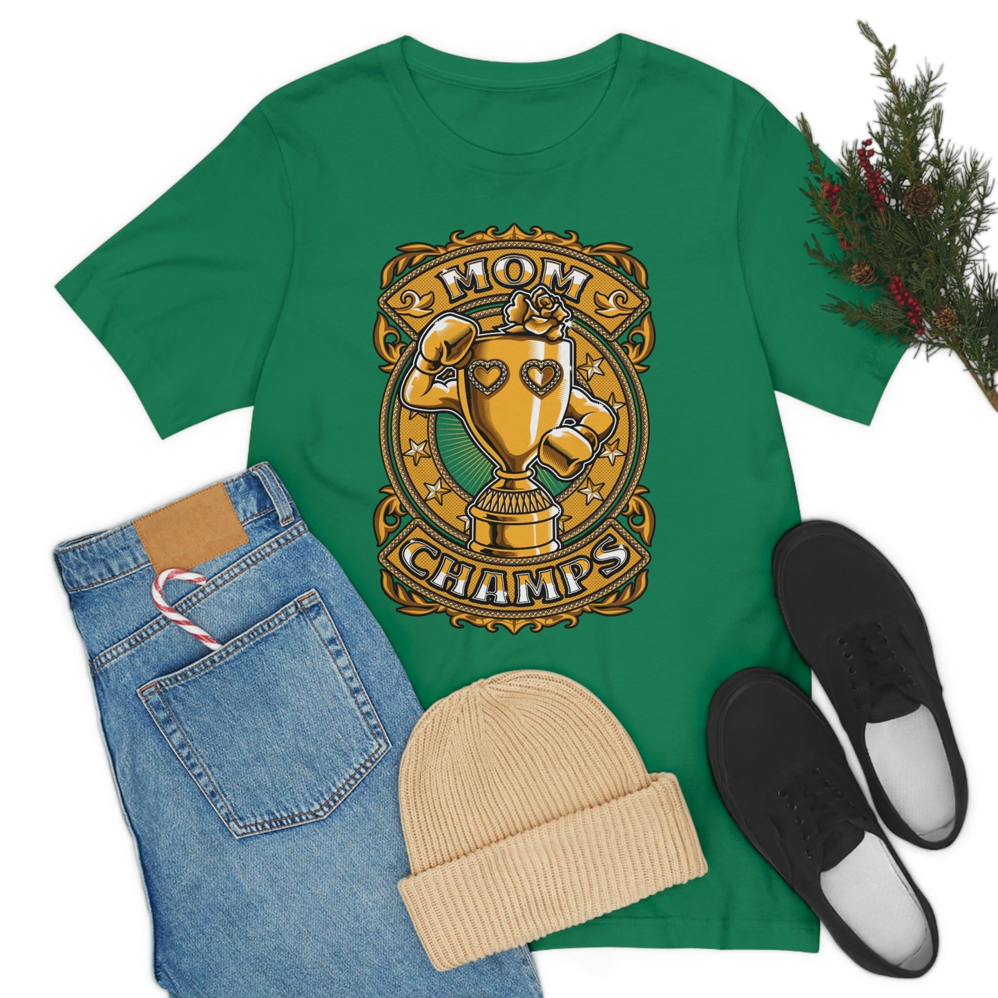 Mom Champs (Gold)! Unisex Jersey Short Sleeve Tee (Bella+Canvas)