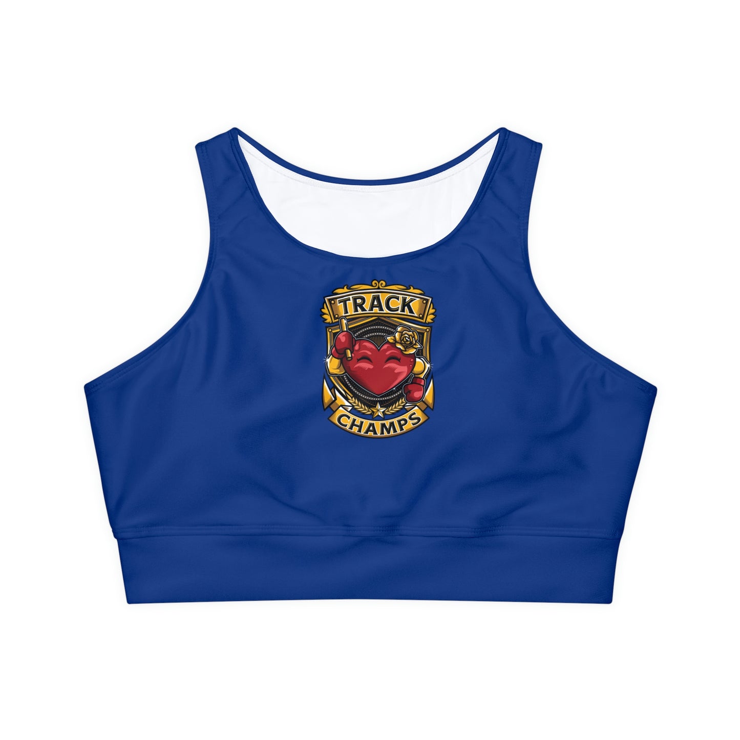 TRACK CHAMPS (Blue) - Fully Lined, Padded Sports Bra