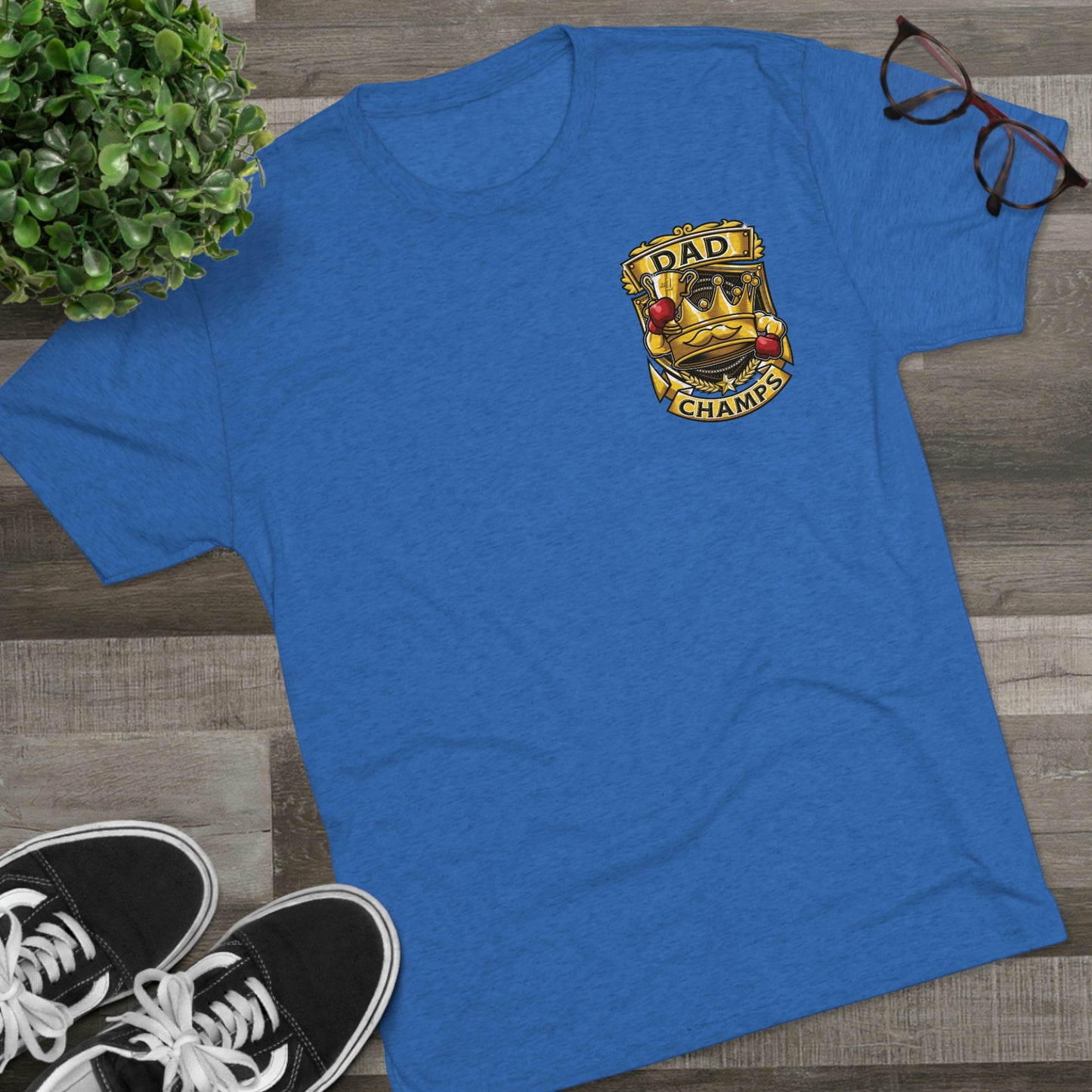DAD CHAMPS (Small Front) - PREMIUM SOFT - Unisex Tri-Blend Crew Tee (Next Level 6010)