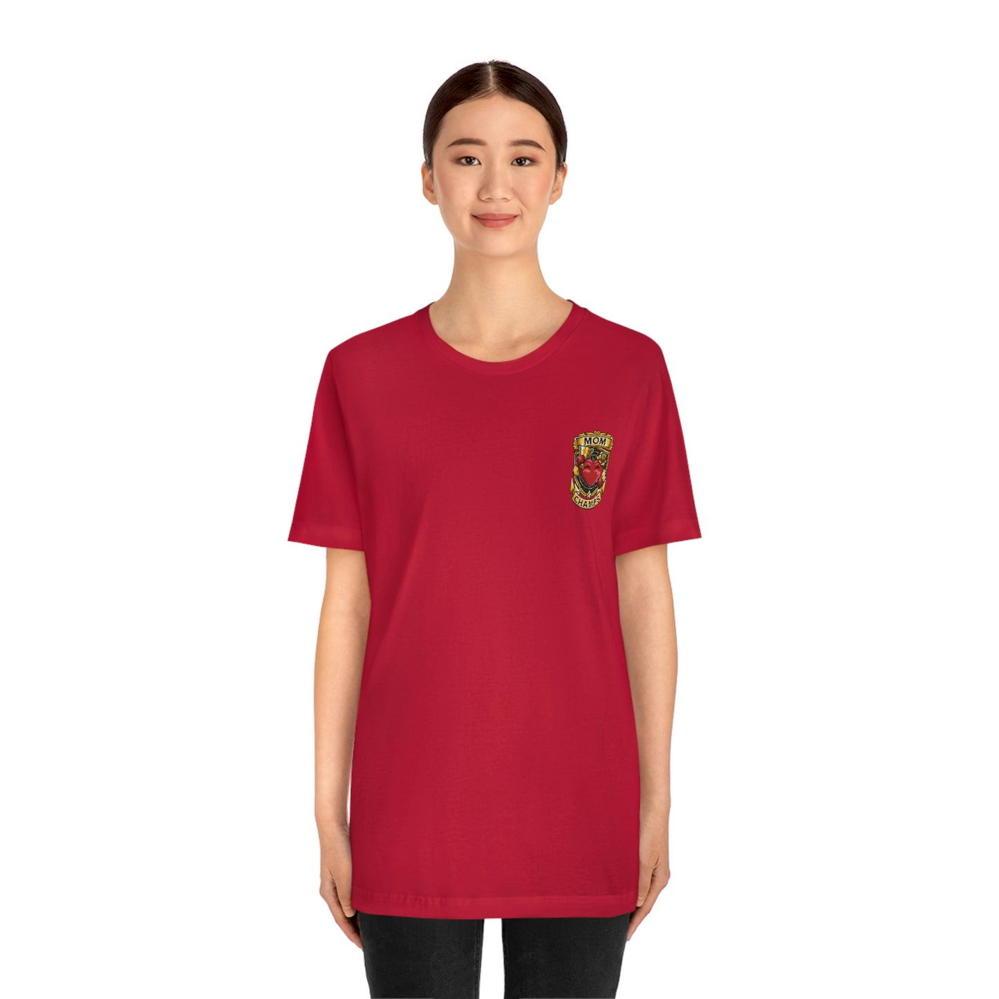 Mom Champs! (Small Front Logo) - Unisex Jersey Short Sleeve Tee - (Bella+Canva)