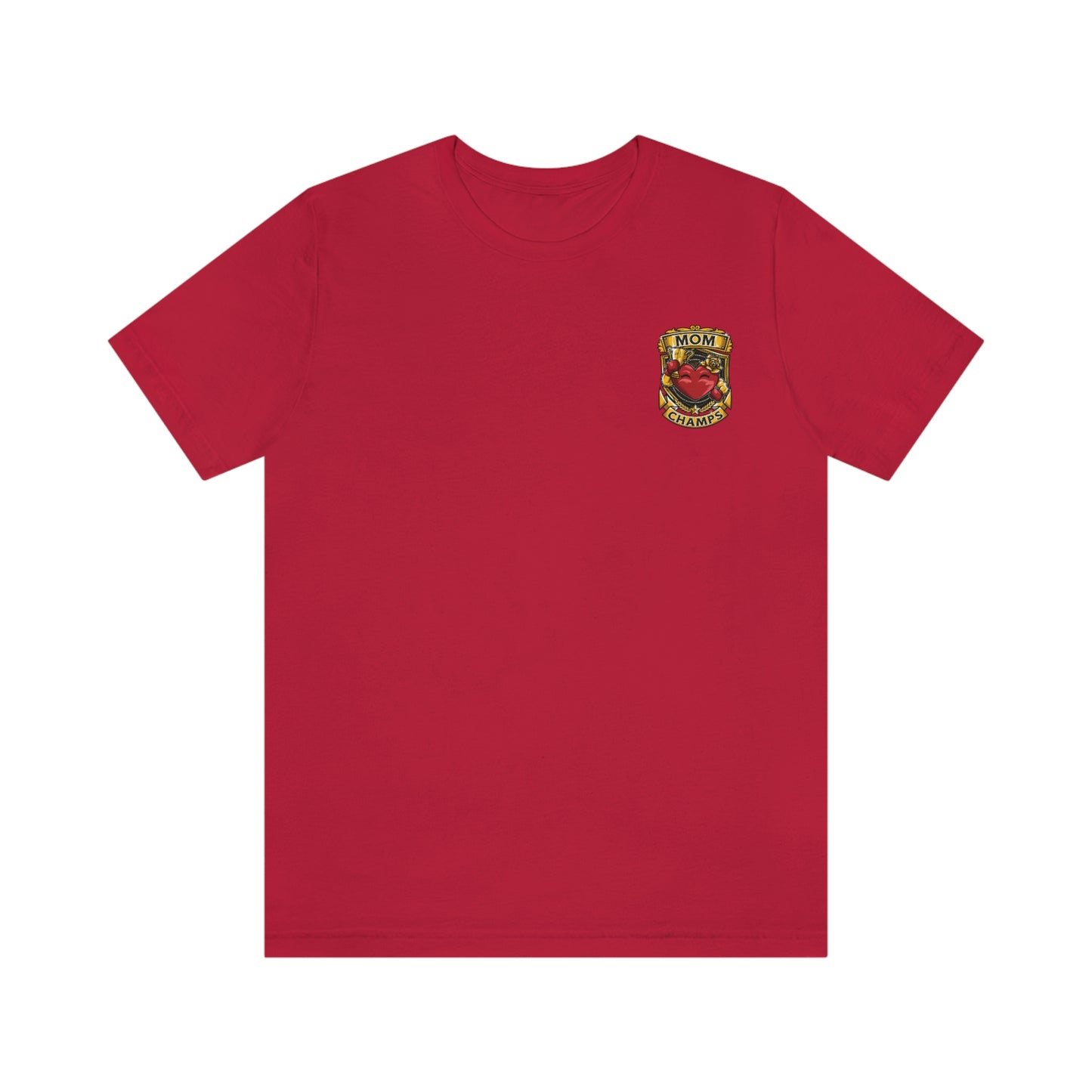 Mom Champs! (Small Front Logo) - Unisex Jersey Short Sleeve Tee - (Bella+Canva)