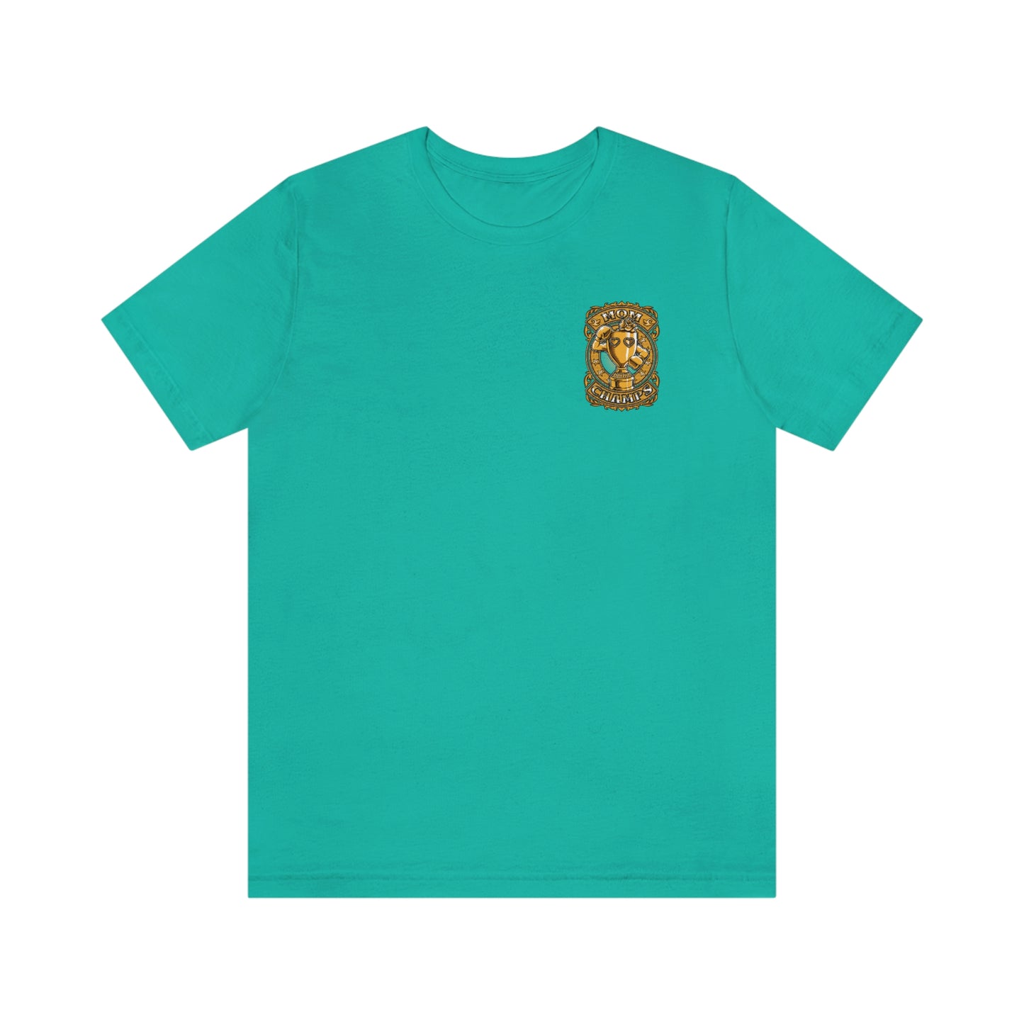 Mom Champs (Gold -Front & Back)! Unisex Jersey Short Sleeve Tee (Bella+Canvas)
