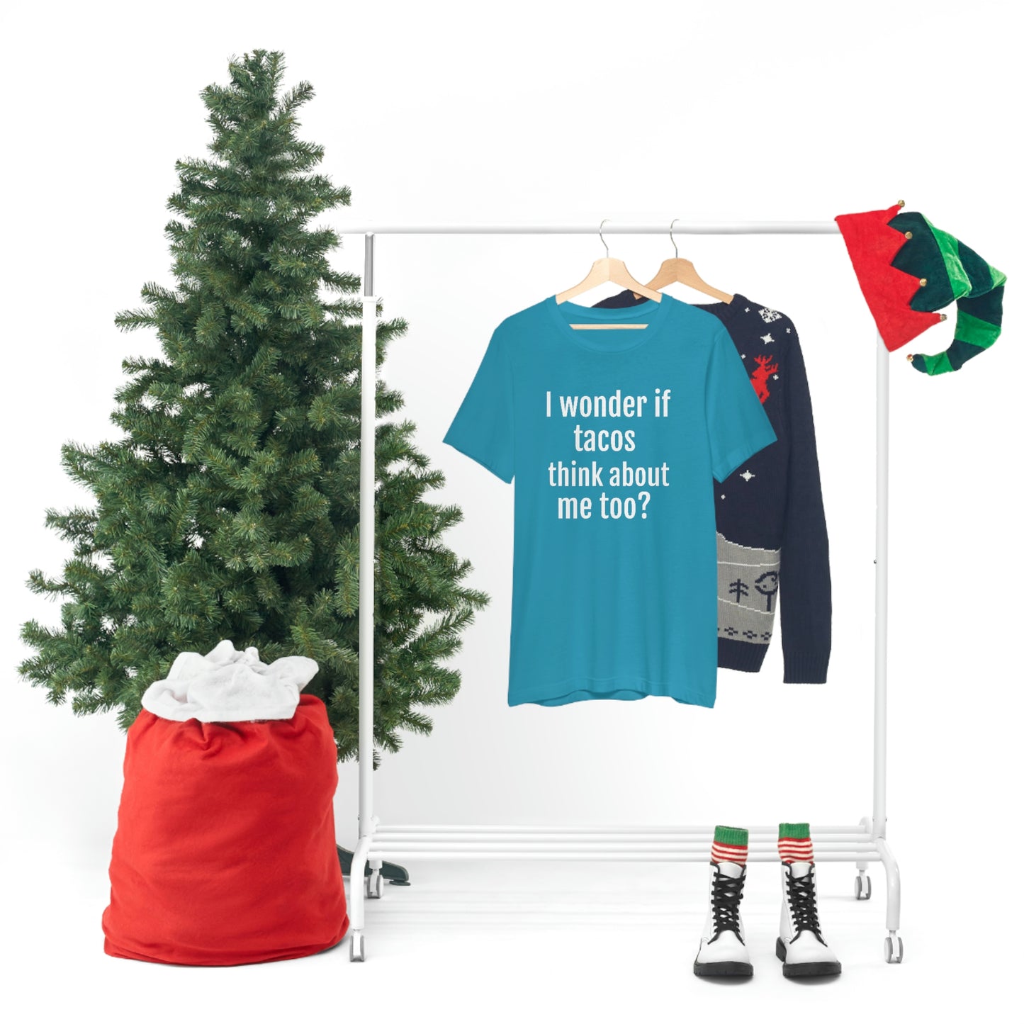 "I wonder if Tacos think about me too?" - Regular Cotton - Unisex Jersey Short Sleeve Tee (Bella+Canvas3001)