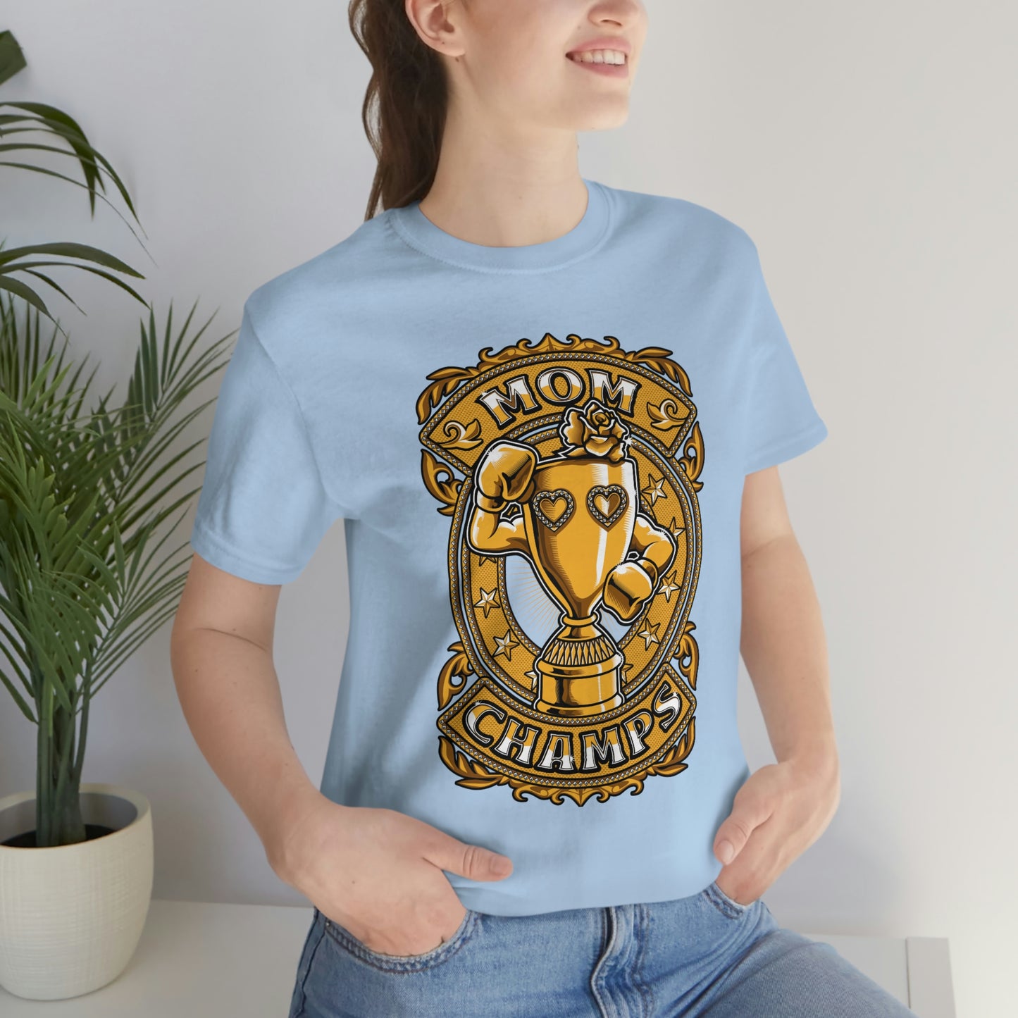 Mom Champs (Gold)! Unisex Jersey Short Sleeve Tee (Bella+Canvas)