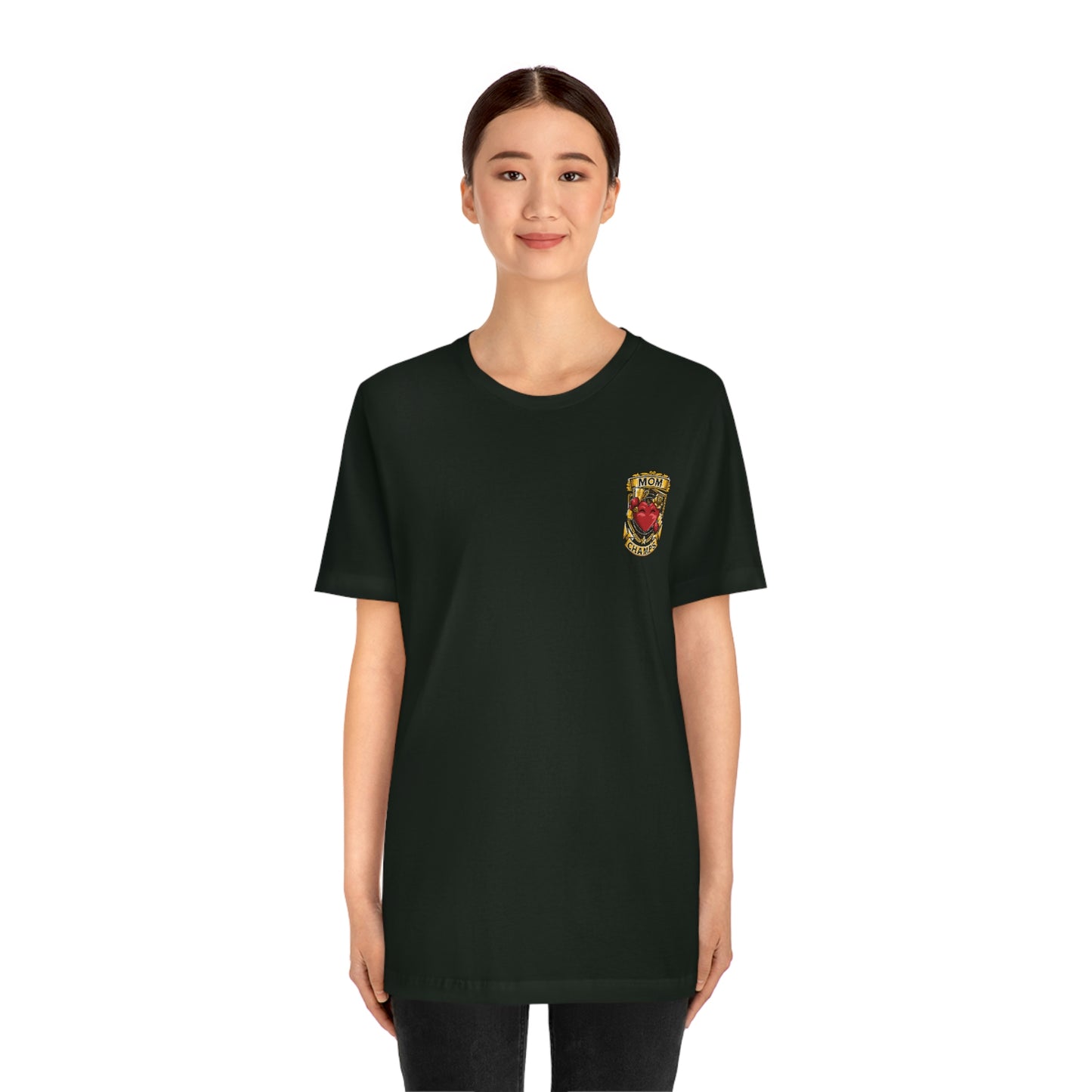 Mom Champs! (Small Front Logo) - Unisex Jersey Short Sleeve Tee - (Bella+Canva)